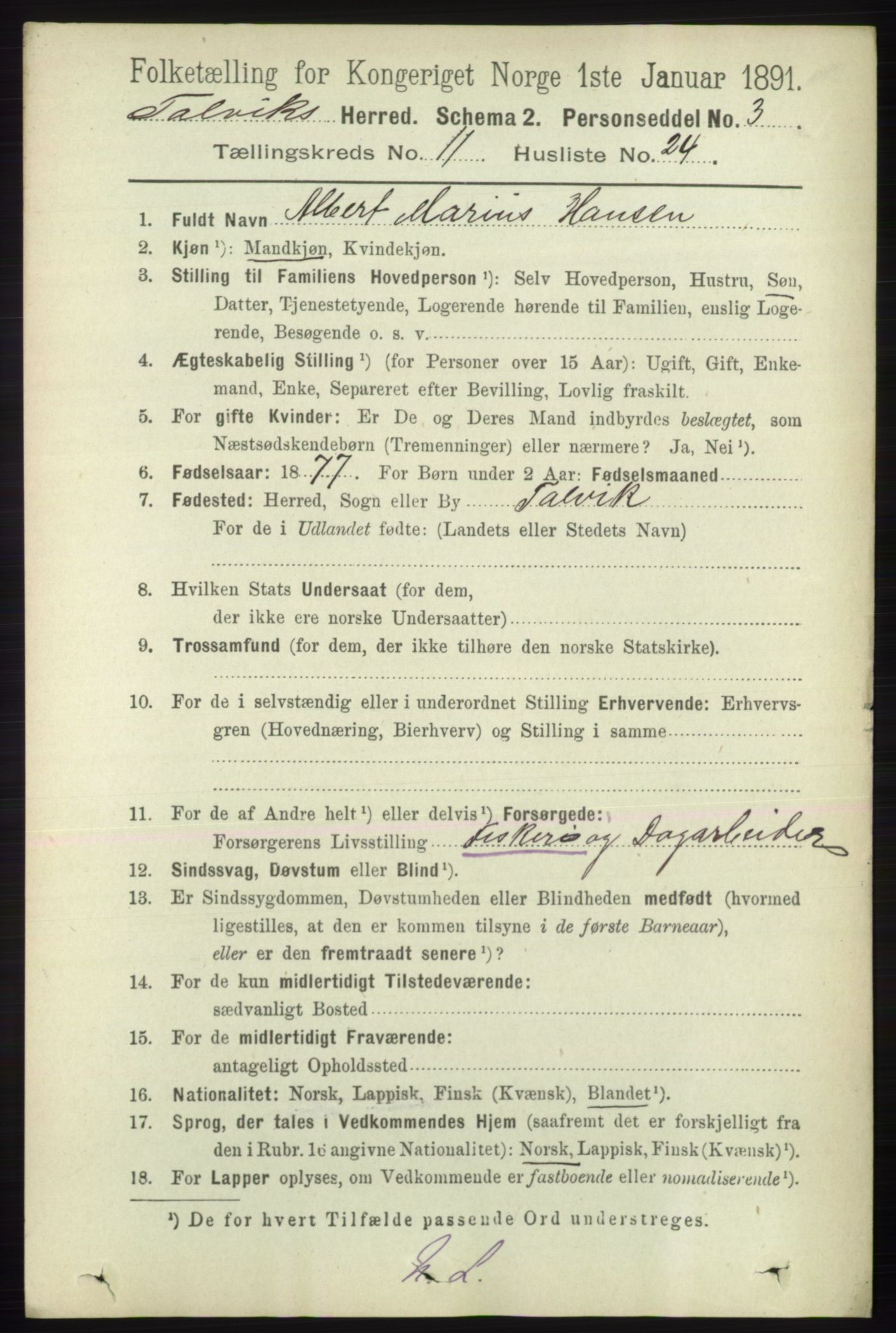 RA, 1891 census for 2013 Talvik, 1891, p. 2875