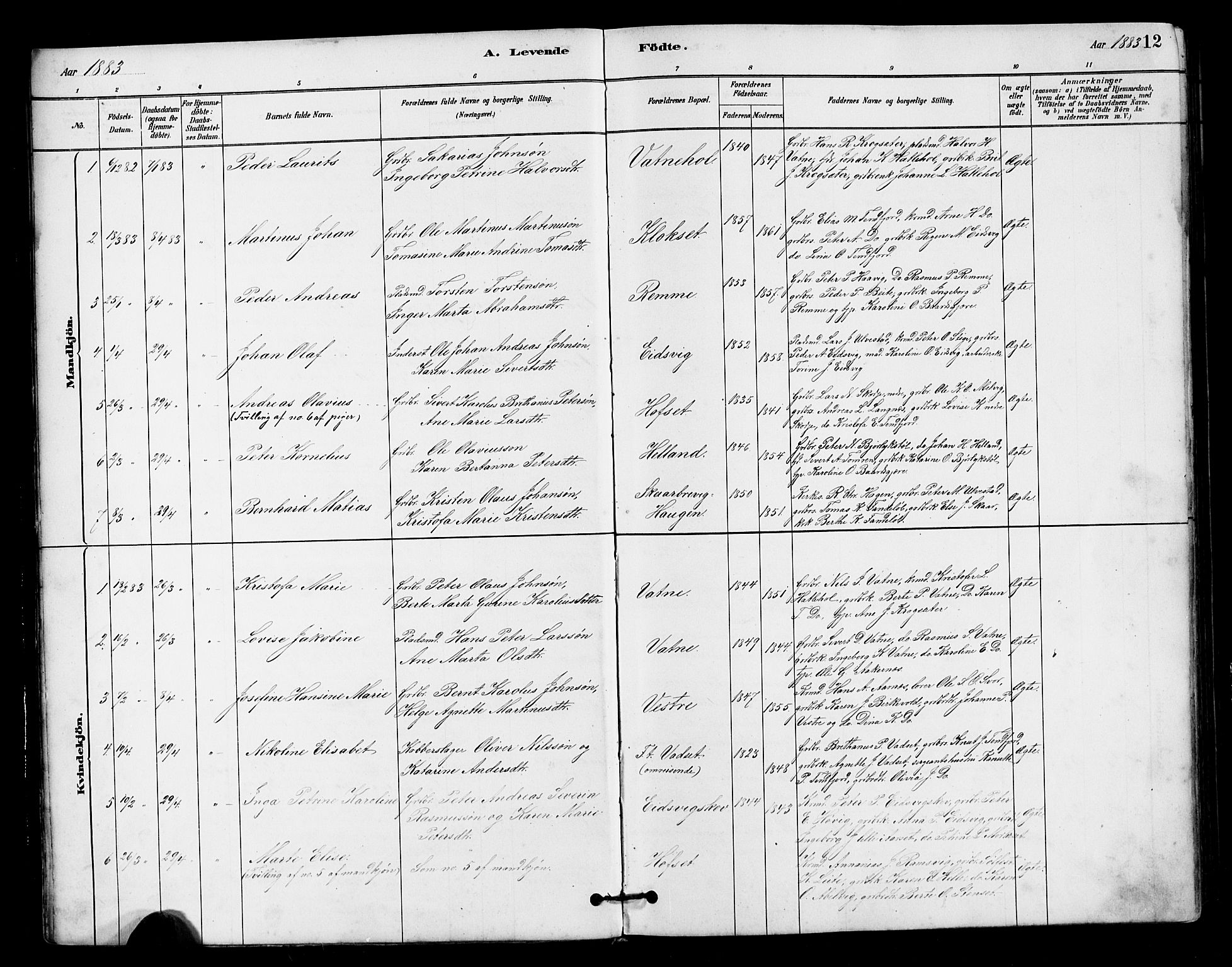 Ministerialprotokoller, klokkerbøker og fødselsregistre - Møre og Romsdal, AV/SAT-A-1454/525/L0376: Parish register (copy) no. 525C02, 1880-1902, p. 12