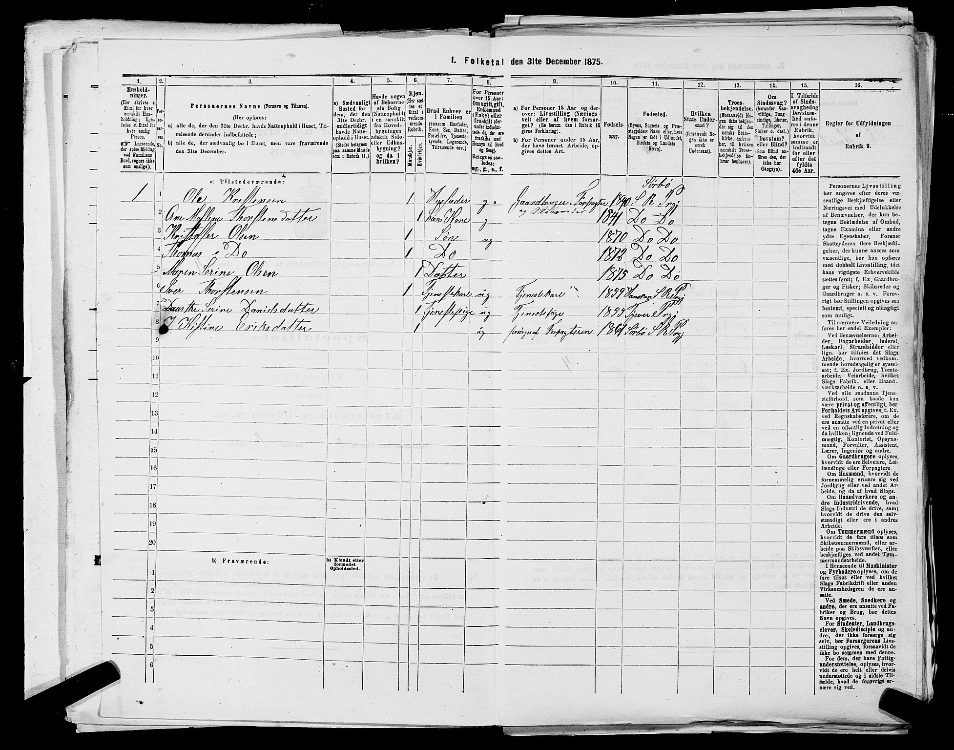 SAST, 1875 census for 1142P Rennesøy, 1875, p. 44