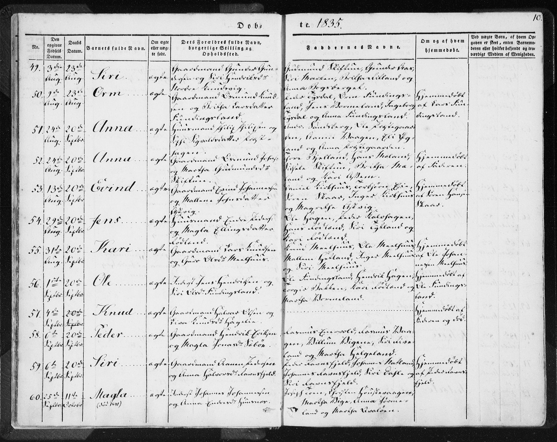 Hjelmeland sokneprestkontor, AV/SAST-A-101843/01/IV/L0006: Parish register (official) no. A 6, 1834-1845, p. 10