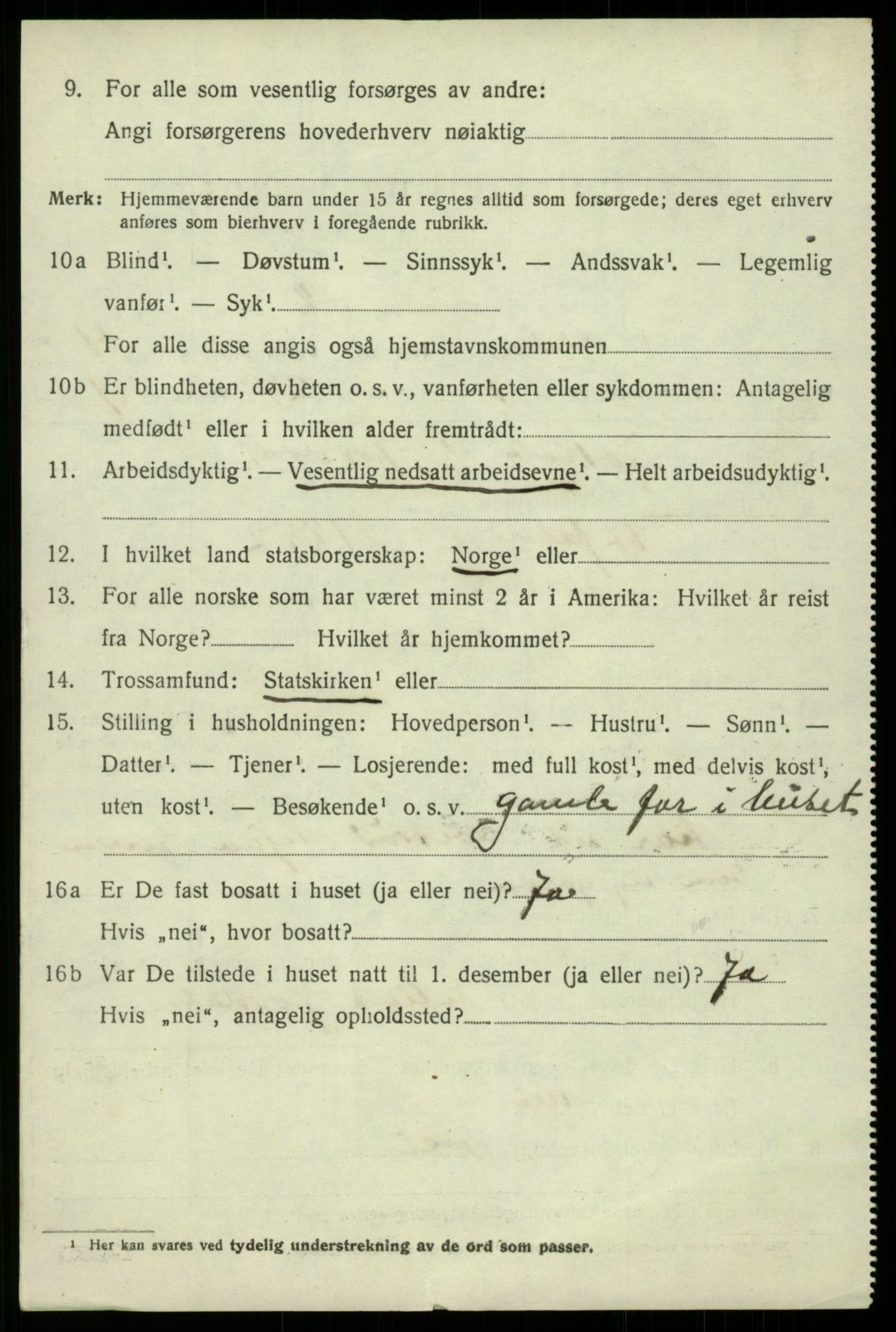 SAB, 1920 census for Odda, 1920, p. 2576