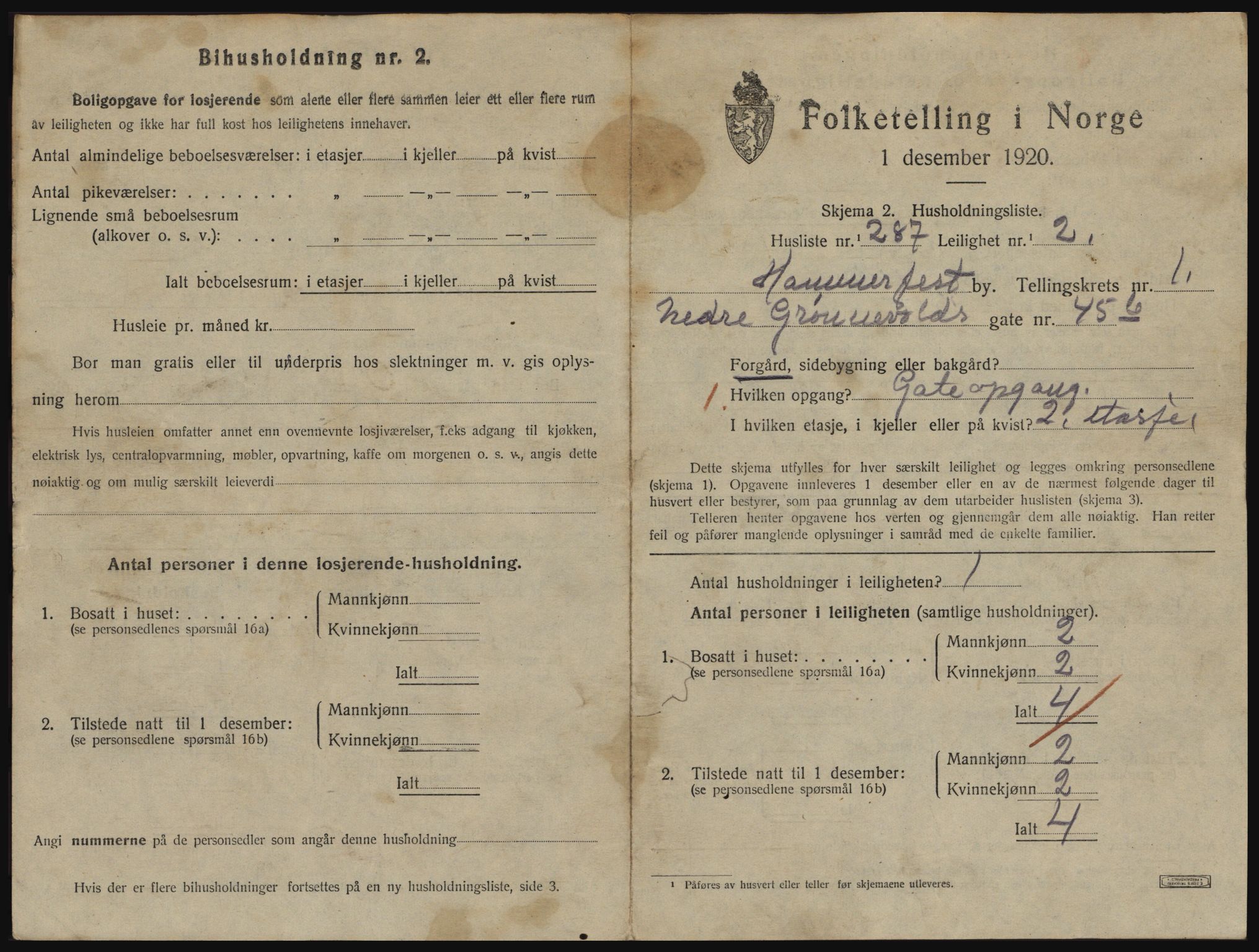 SATØ, 1920 census for Hammerfest, 1920, p. 1886