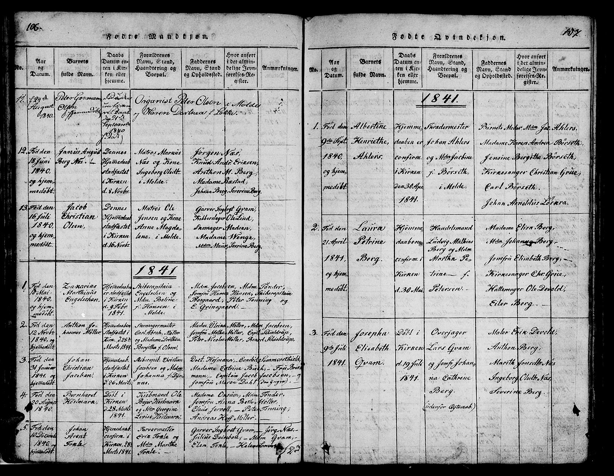 Ministerialprotokoller, klokkerbøker og fødselsregistre - Møre og Romsdal, SAT/A-1454/558/L0700: Parish register (copy) no. 558C01, 1818-1868, p. 106-107