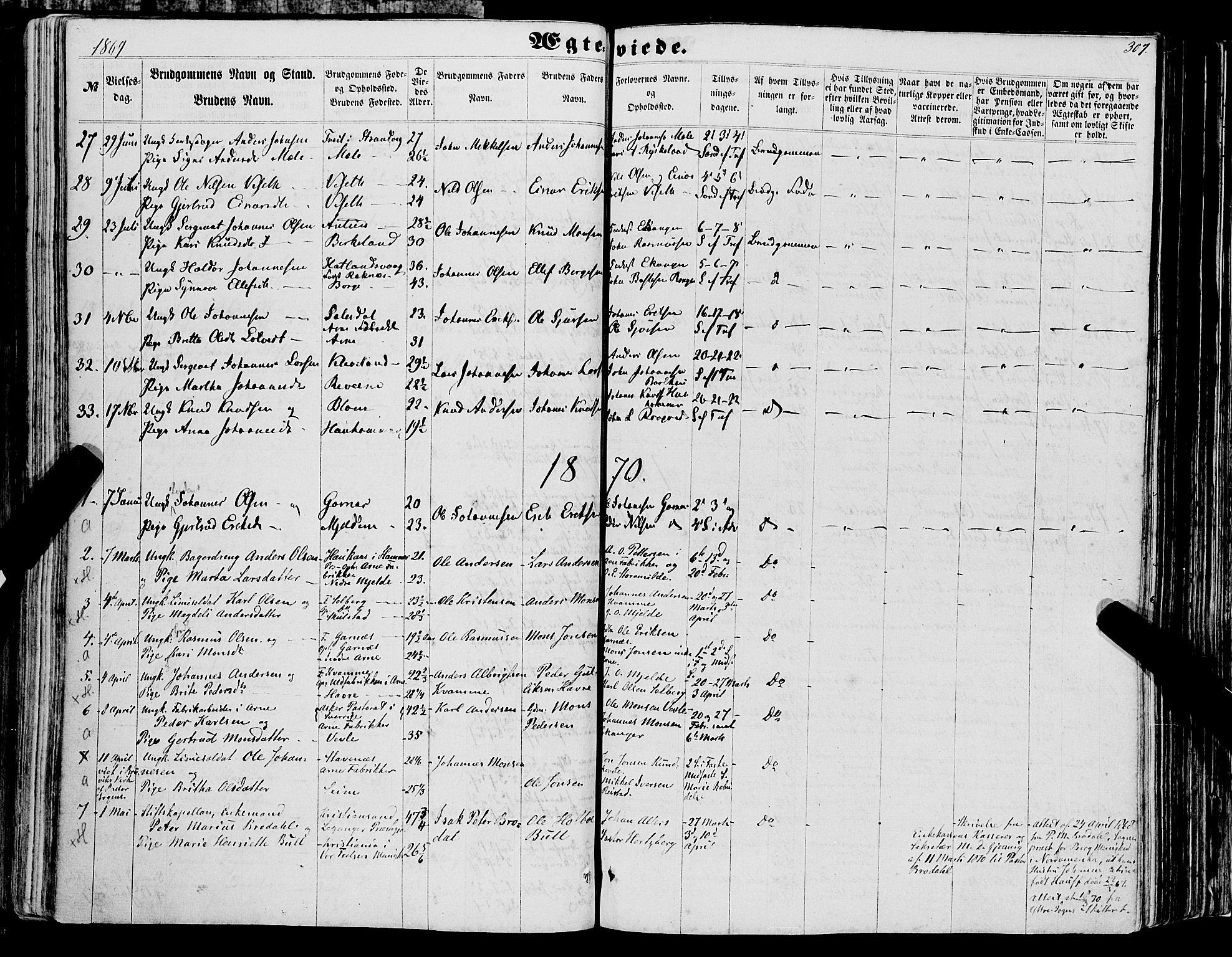Haus sokneprestembete, SAB/A-75601/H/Haa: Parish register (official) no. A 17, 1858-1870, p. 307
