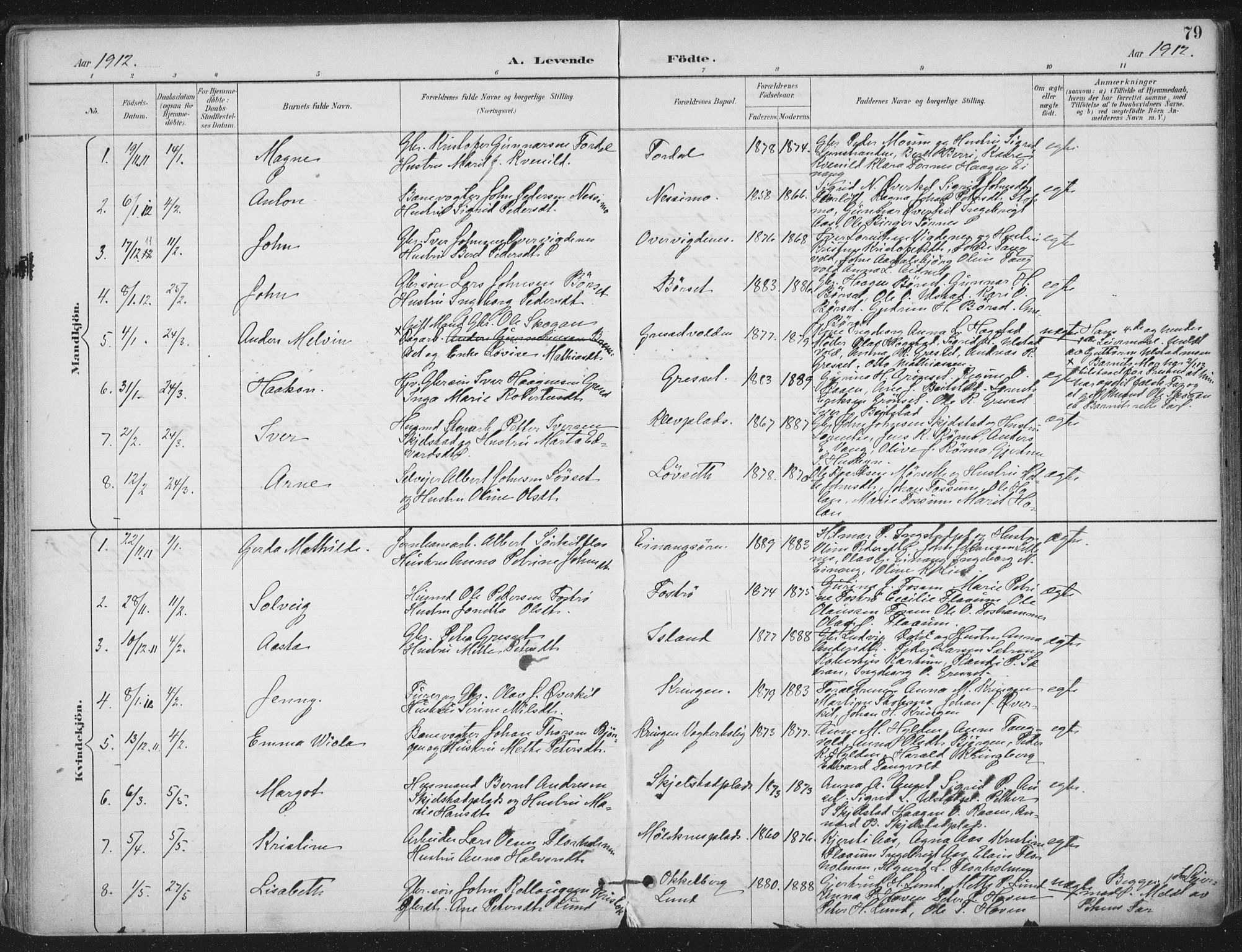 Ministerialprotokoller, klokkerbøker og fødselsregistre - Nord-Trøndelag, SAT/A-1458/703/L0031: Parish register (official) no. 703A04, 1893-1914, p. 79