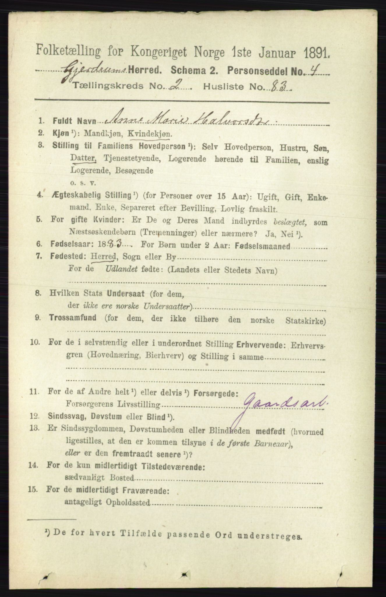 RA, 1891 census for 0234 Gjerdrum, 1891, p. 1062
