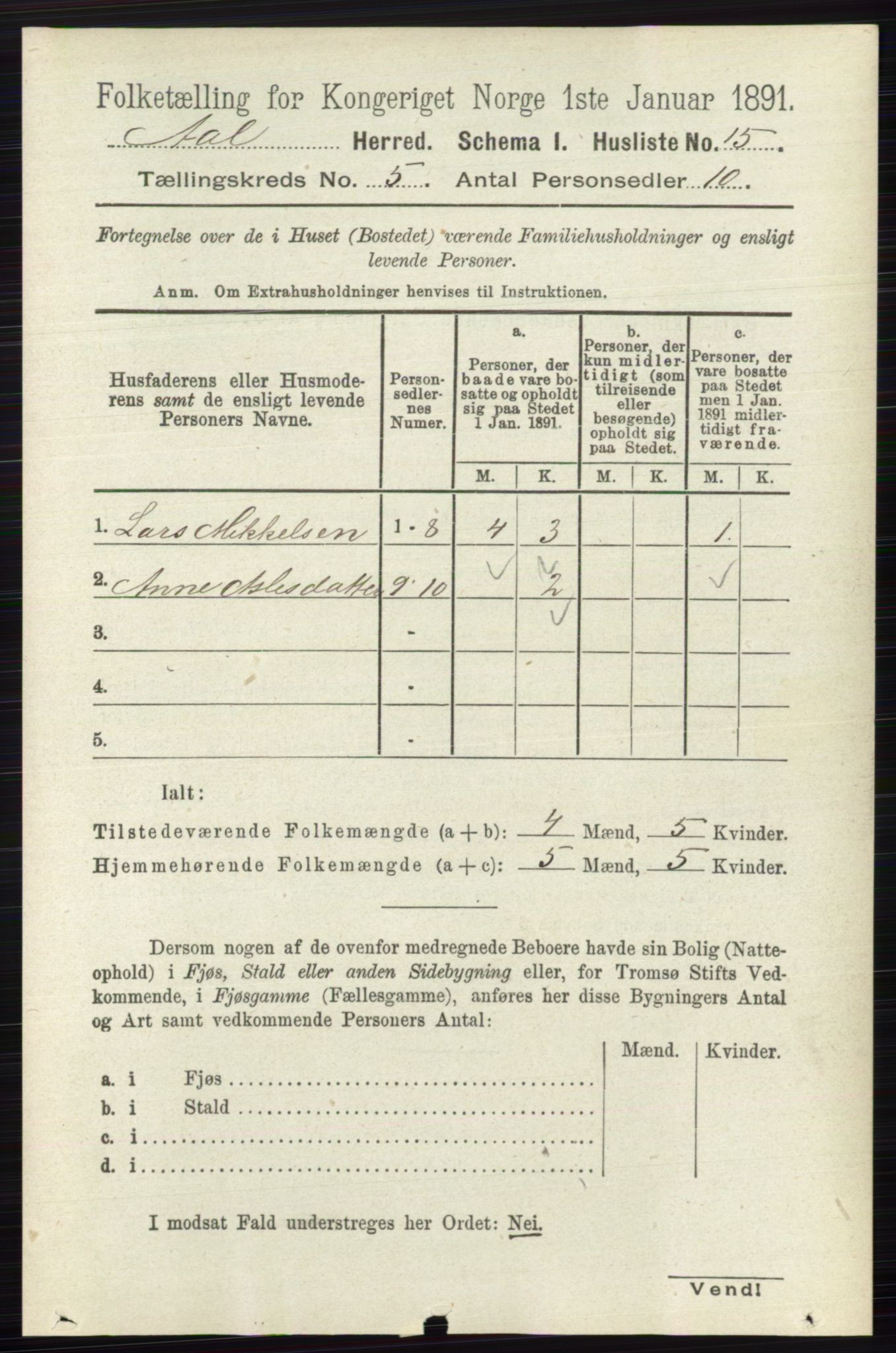 RA, 1891 census for 0619 Ål, 1891, p. 1350