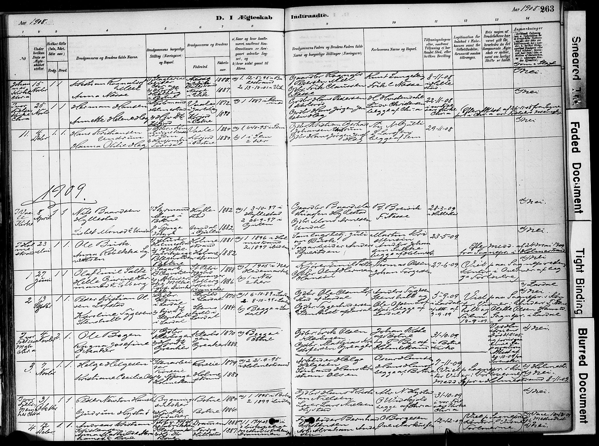 Botne kirkebøker, AV/SAKO-A-340/F/Fa/L0007: Parish register (official) no. I 7, 1878-1910, p. 263