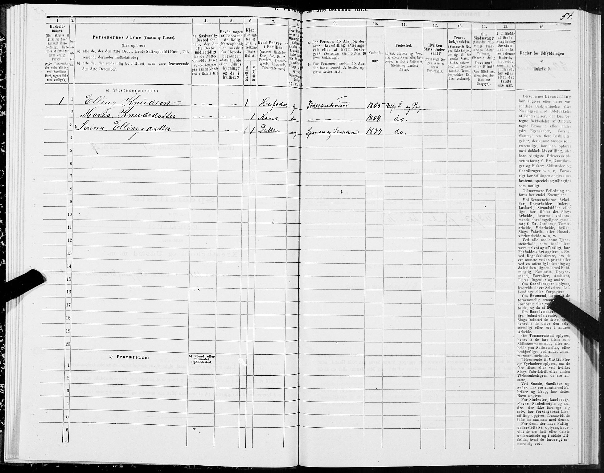 SAT, 1875 census for 1516P Ulstein, 1875, p. 1054