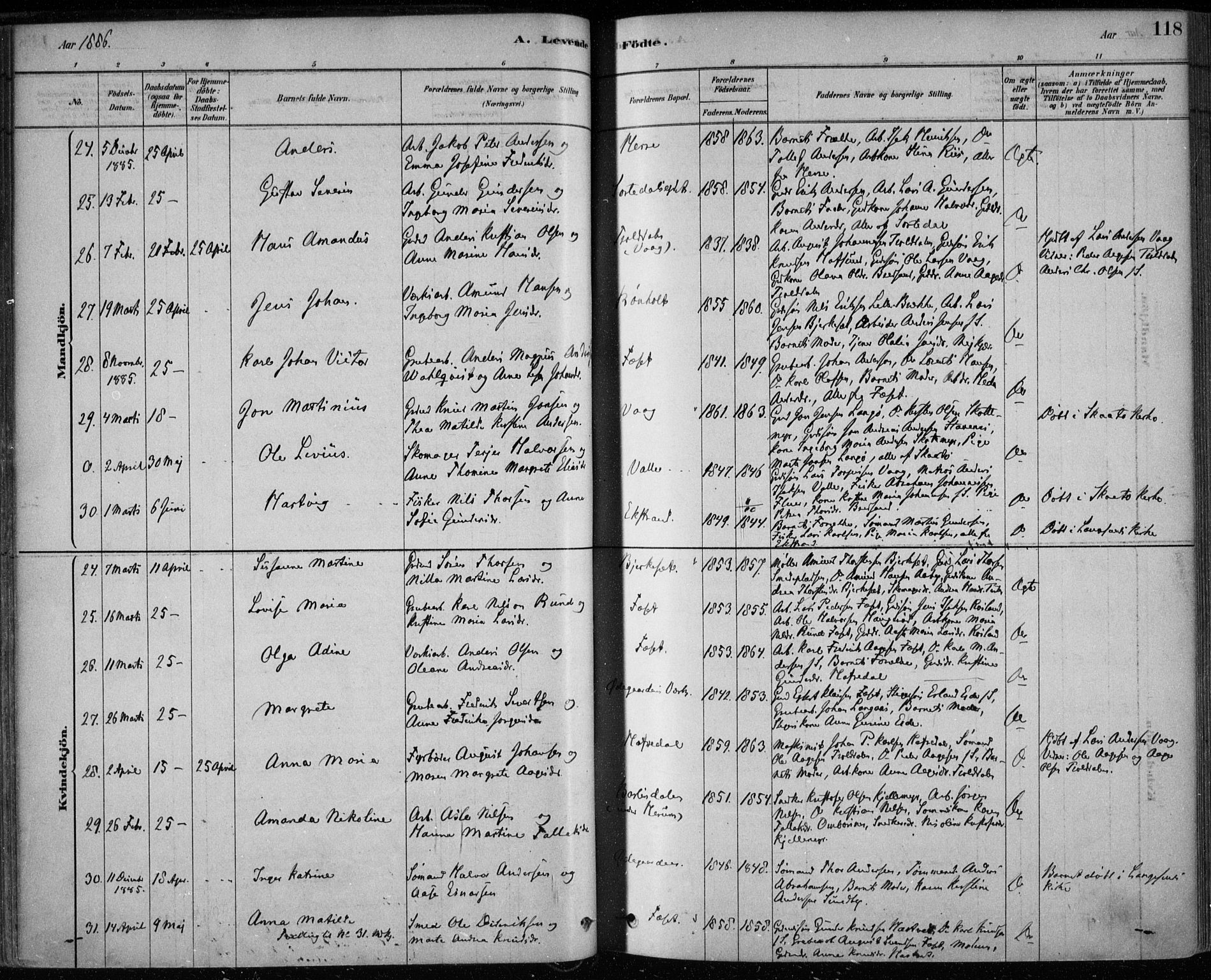 Bamble kirkebøker, AV/SAKO-A-253/F/Fa/L0007: Parish register (official) no. I 7, 1878-1888, p. 118