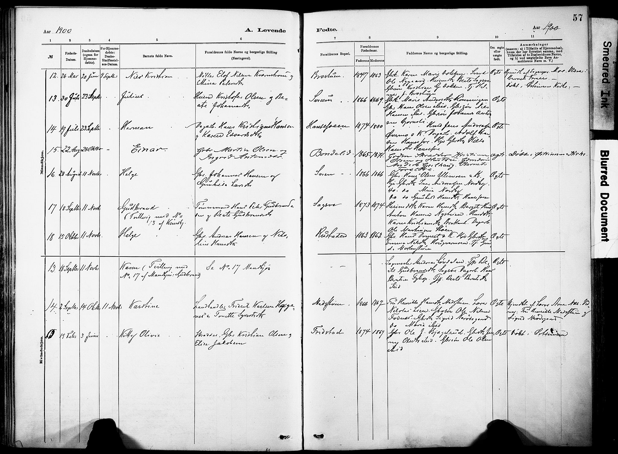 Nordre Land prestekontor, AV/SAH-PREST-124/H/Ha/Haa/L0005: Parish register (official) no. 5, 1882-1903, p. 57