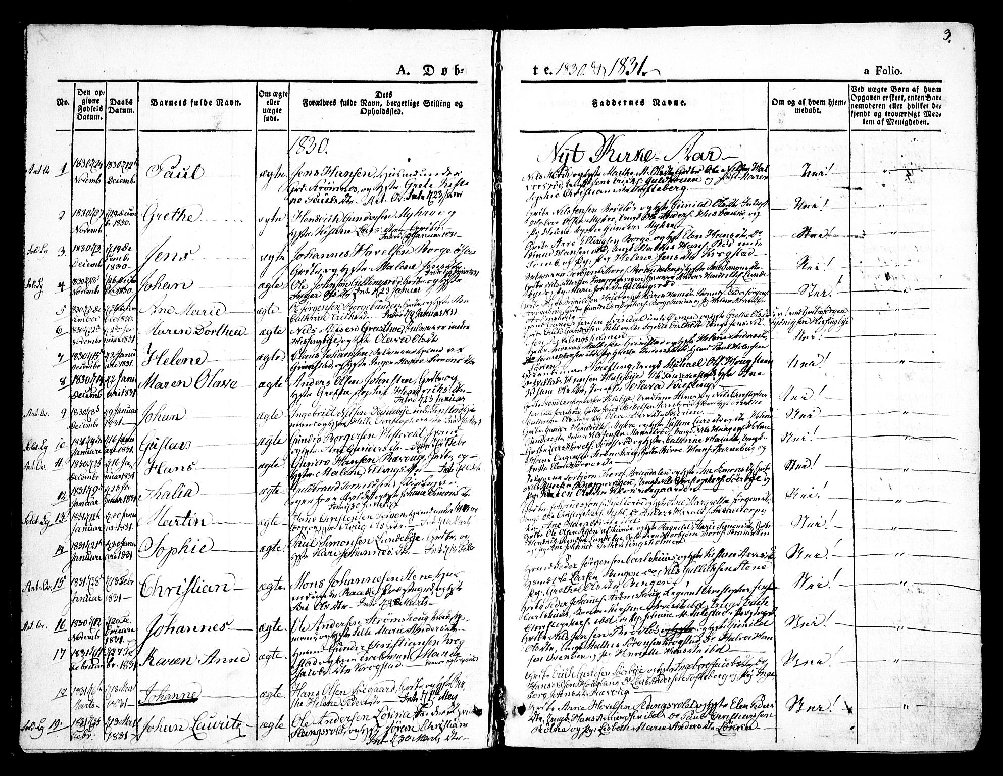 Råde prestekontor kirkebøker, SAO/A-2009/F/Fa/L0005: Parish register (official) no. 5, 1830-1853, p. 3
