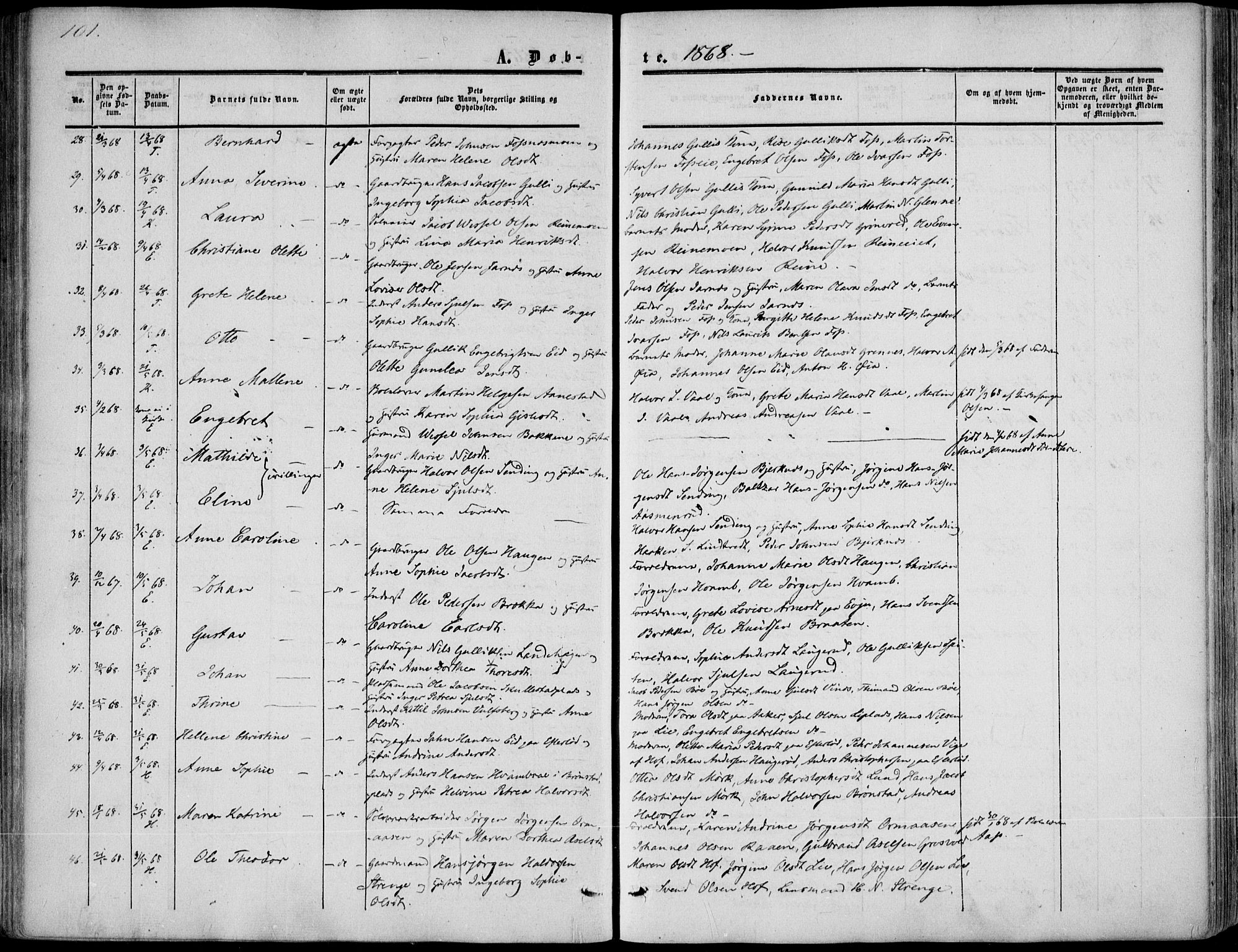 Sandsvær kirkebøker, AV/SAKO-A-244/F/Fa/L0006: Parish register (official) no. I 6, 1857-1868, p. 101