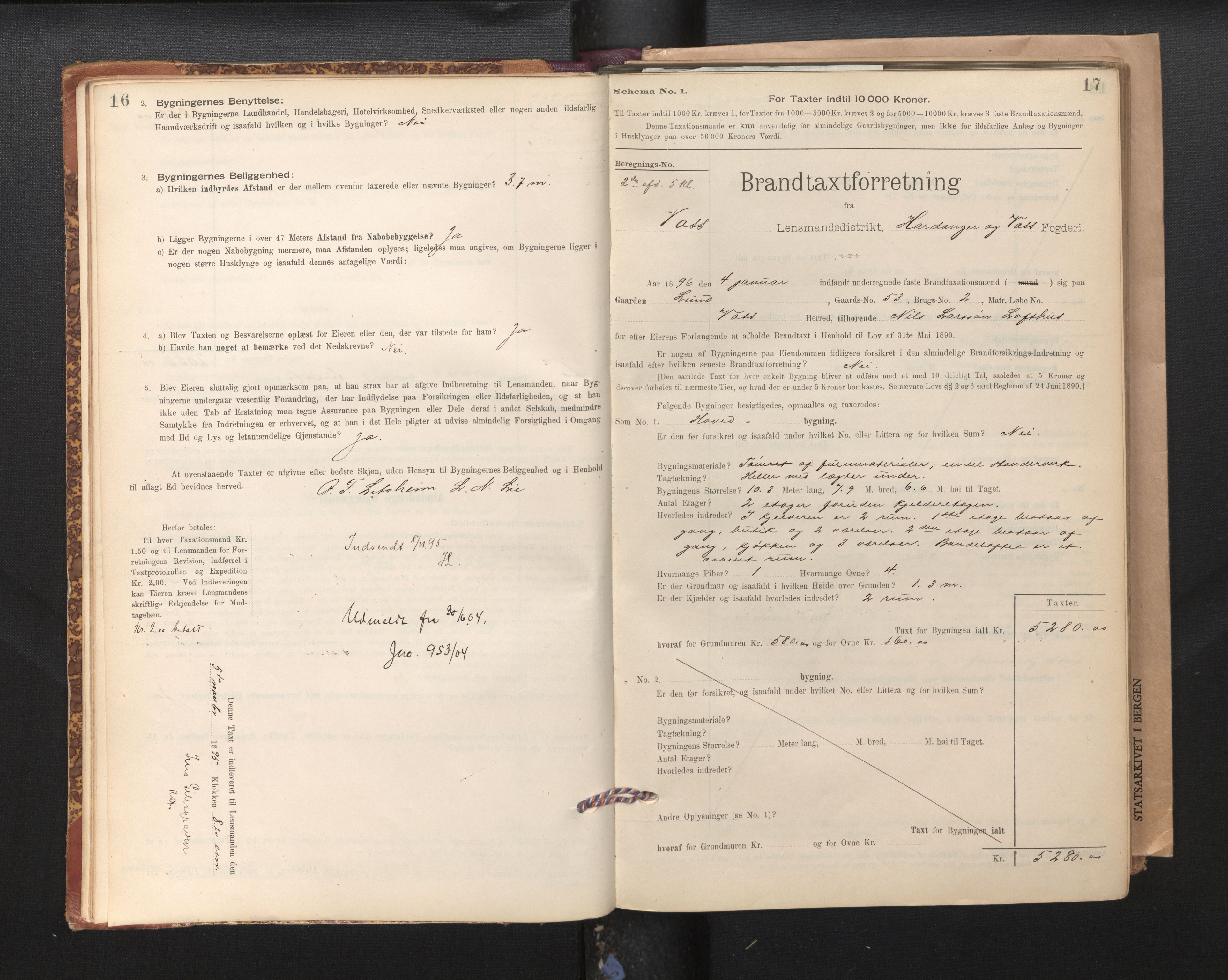 Lensmannen i Voss, SAB/A-35801/0012/L0008: Branntakstprotokoll, skjematakst, 1895-1945, p. 16-17