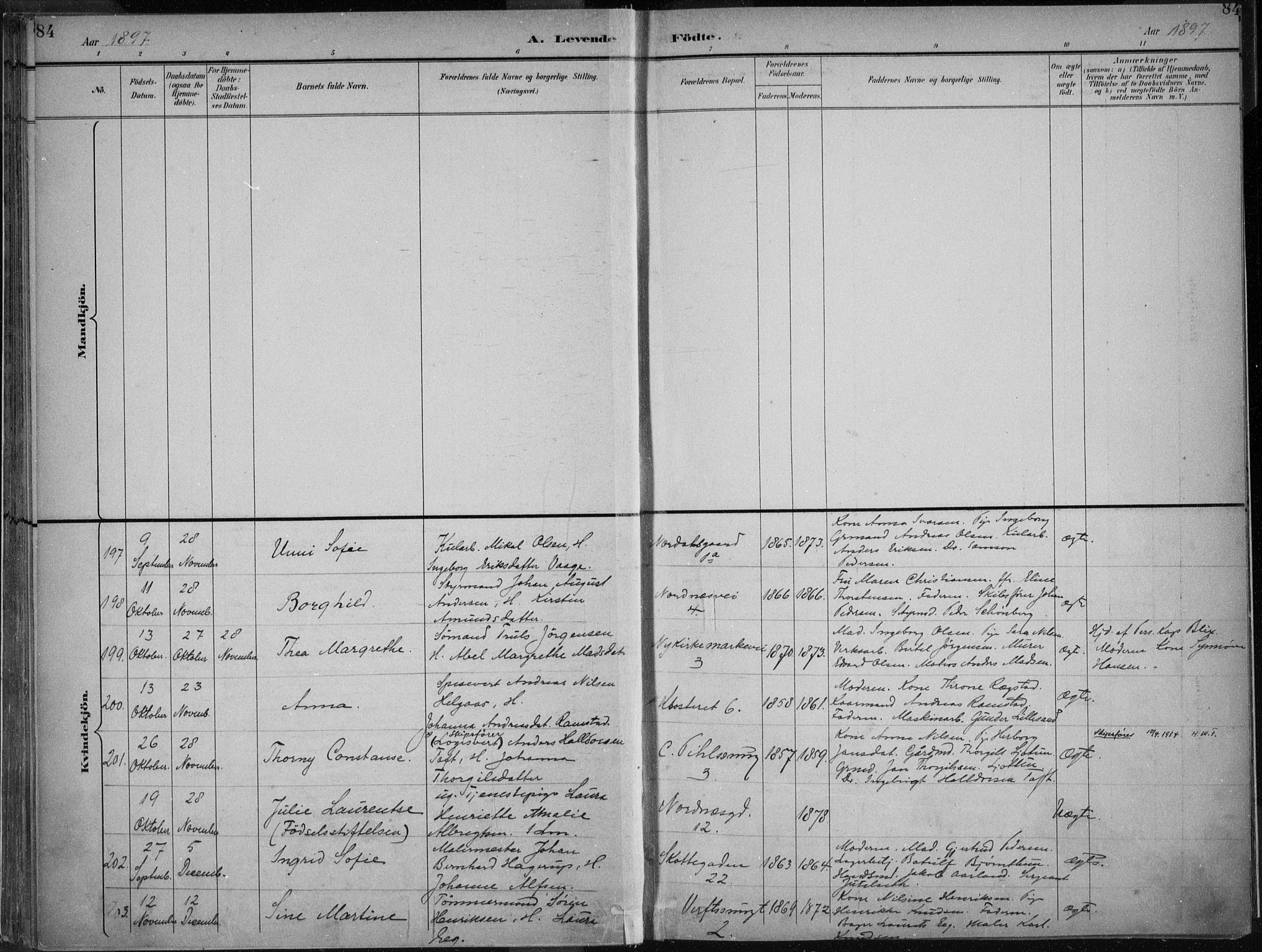 Nykirken Sokneprestembete, AV/SAB-A-77101/H/Haa/L0018: Parish register (official) no. B 6, 1895-1903, p. 84