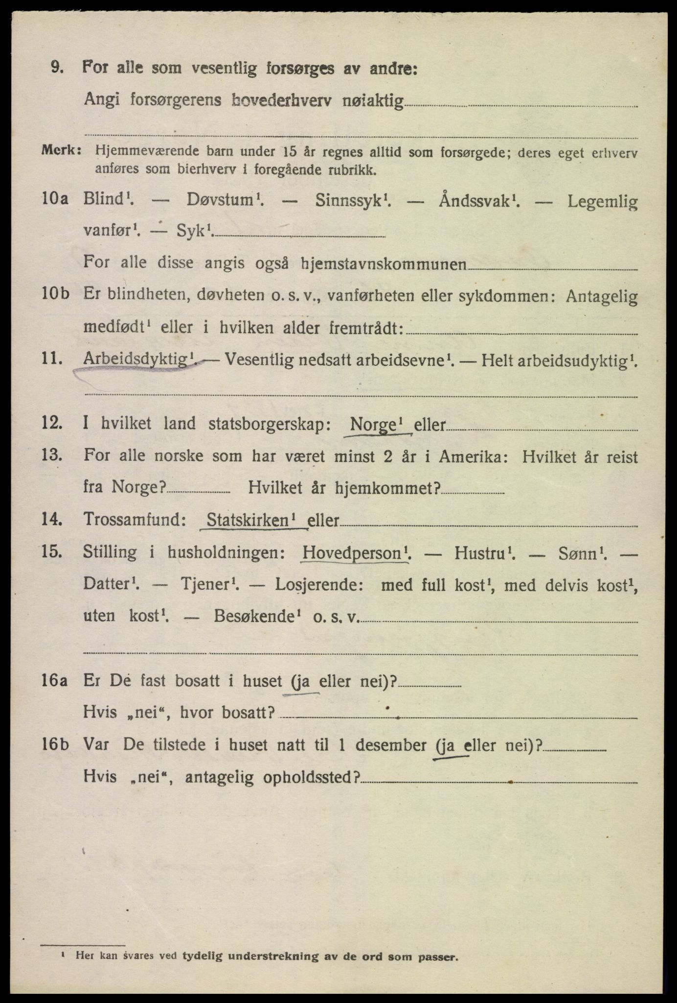 SAK, 1920 census for Oddernes, 1920, p. 6330