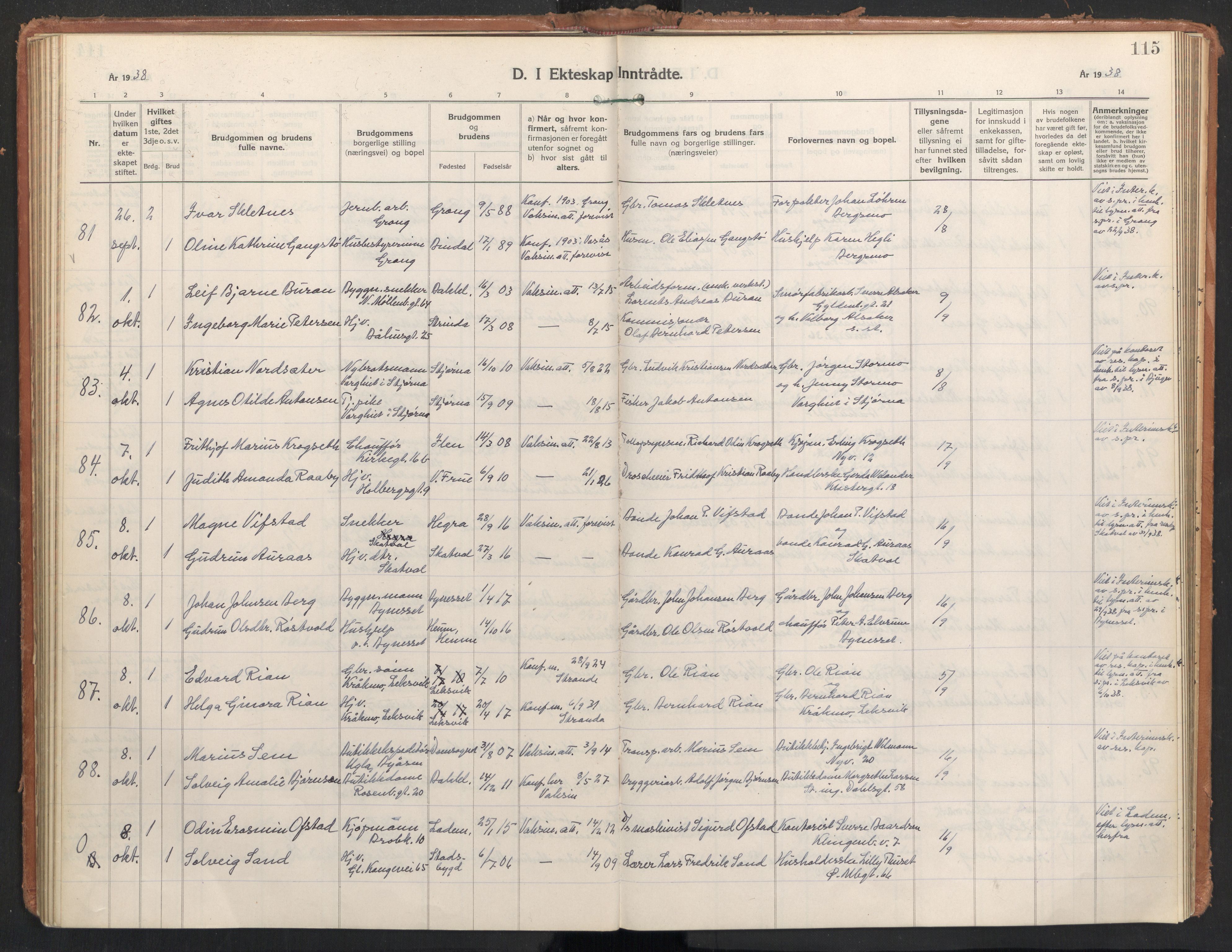 Ministerialprotokoller, klokkerbøker og fødselsregistre - Sør-Trøndelag, AV/SAT-A-1456/604/L0209: Parish register (official) no. 604A29, 1931-1945, p. 115