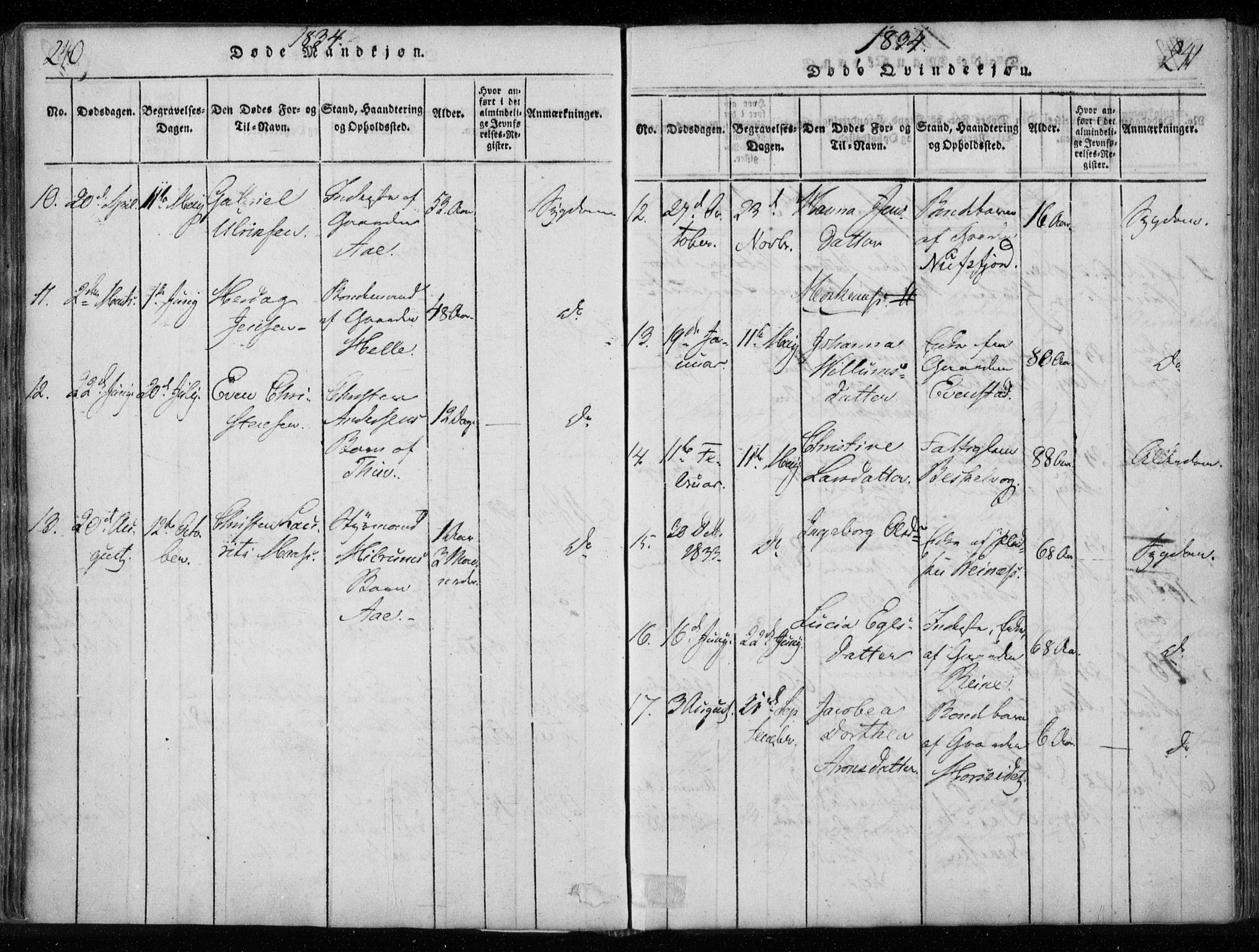 Ministerialprotokoller, klokkerbøker og fødselsregistre - Nordland, AV/SAT-A-1459/885/L1201: Parish register (official) no. 885A02, 1820-1837, p. 240-241