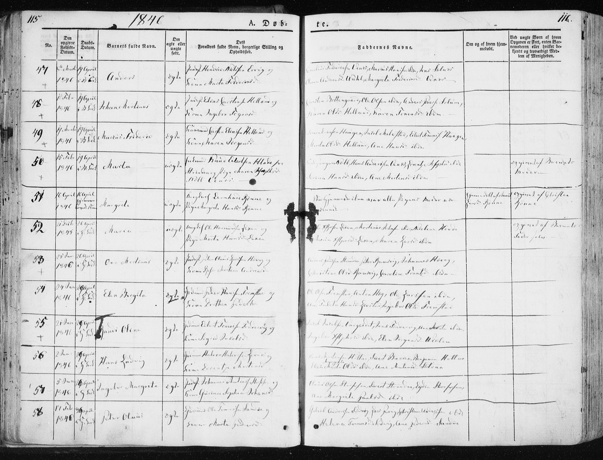 Ministerialprotokoller, klokkerbøker og fødselsregistre - Sør-Trøndelag, SAT/A-1456/659/L0736: Parish register (official) no. 659A06, 1842-1856, p. 115-116