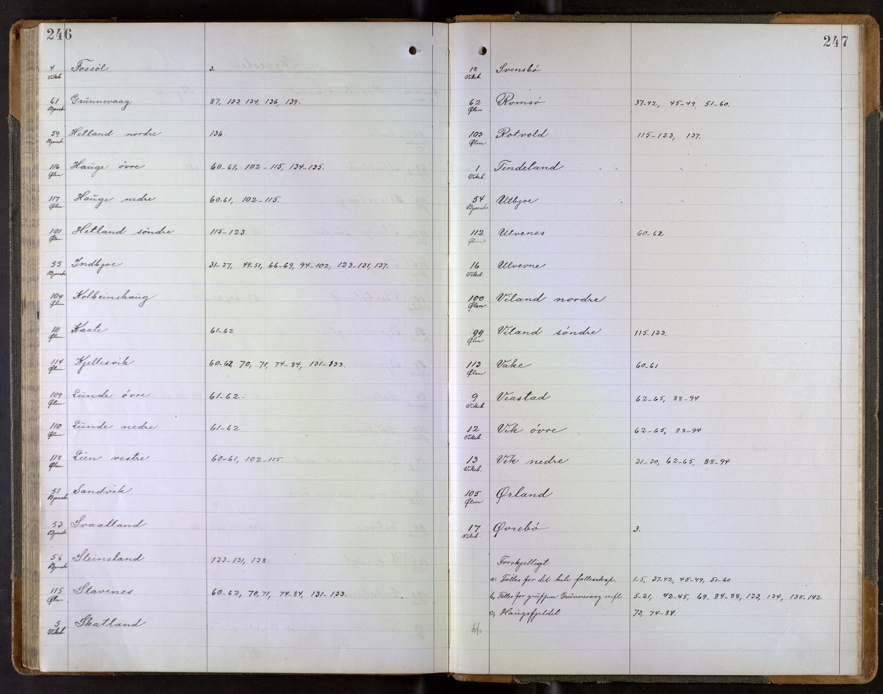 Sunnhordland sorenskrivar, AV/SAB-A-2401/1/F/Fb/Fbb/L0006: Storskifteprotokoll
 Vikebygd, 1903-1911, p. 246-247