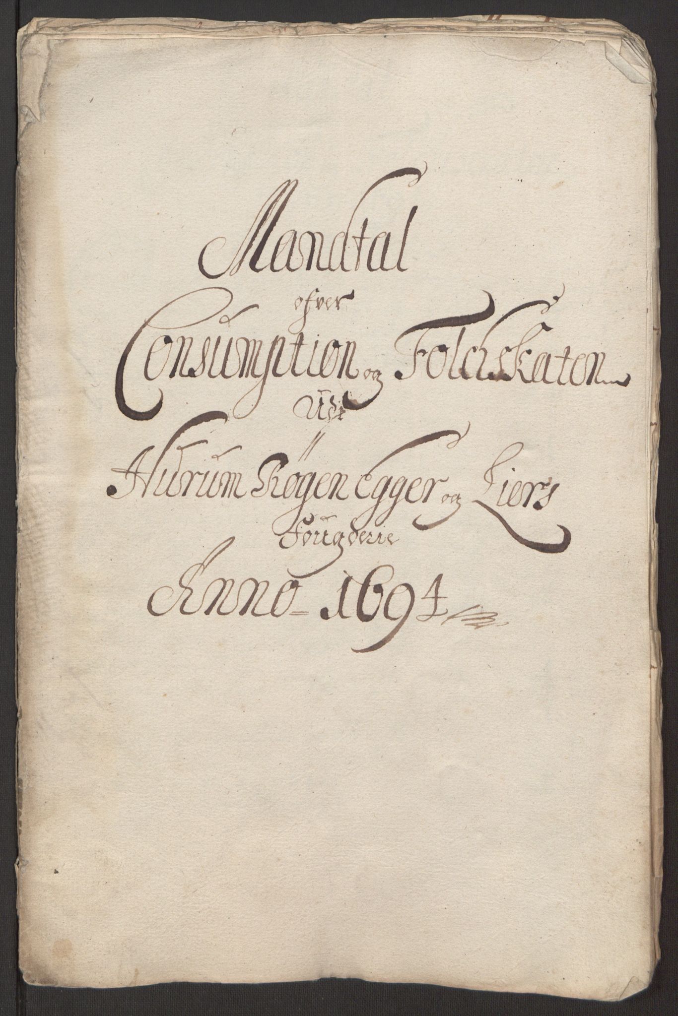 Rentekammeret inntil 1814, Reviderte regnskaper, Fogderegnskap, RA/EA-4092/R30/L1694: Fogderegnskap Hurum, Røyken, Eiker og Lier, 1694-1696, p. 132