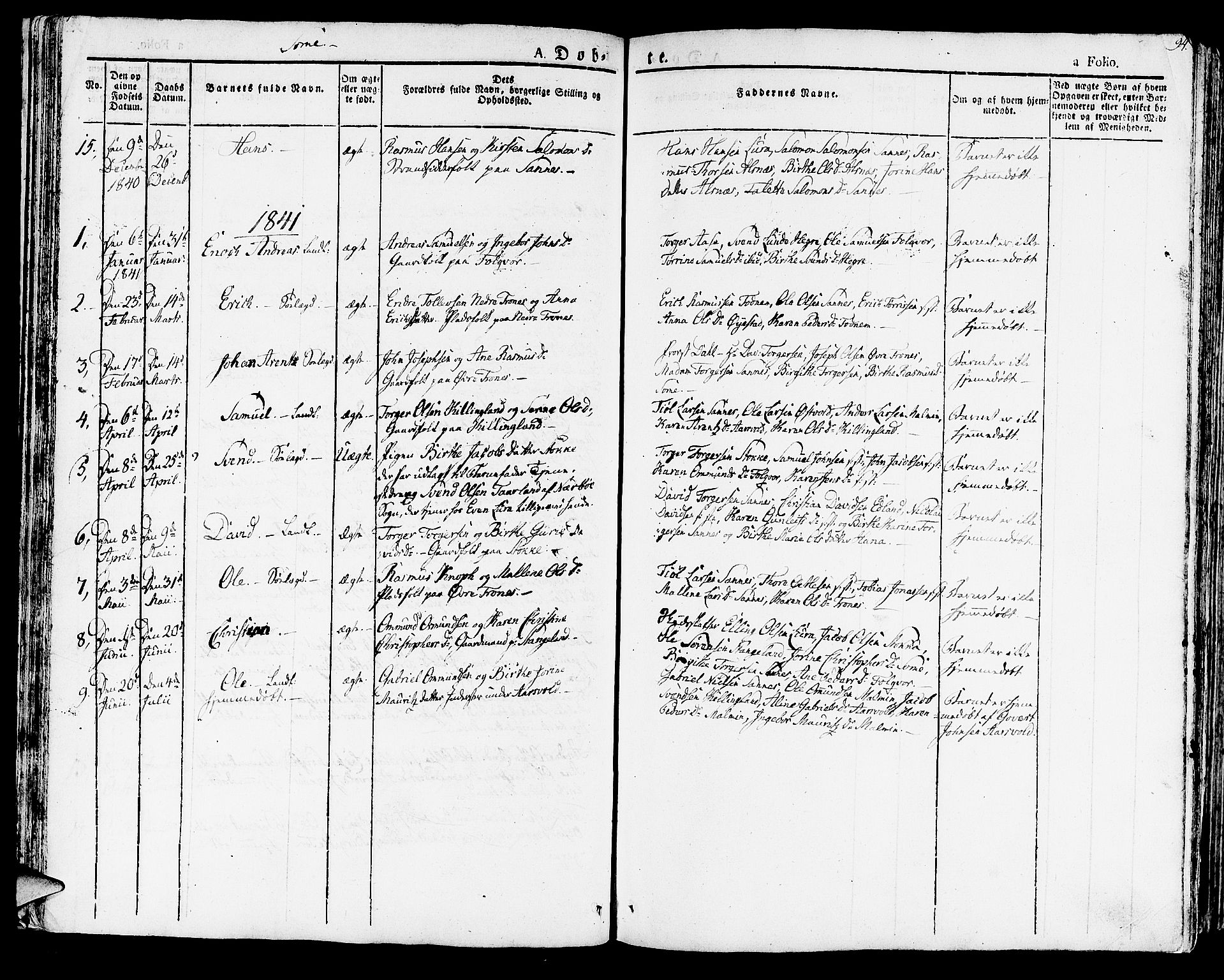 Høyland sokneprestkontor, SAST/A-101799/001/30BA/L0007: Parish register (official) no. A 7 /2, 1825-1841, p. 94
