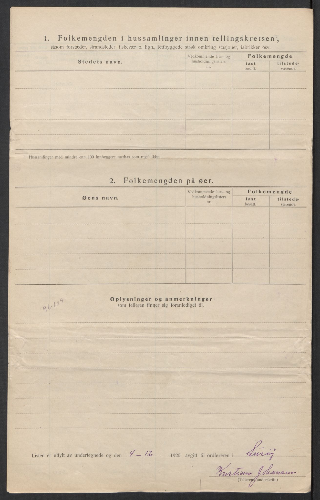 SAT, 1920 census for Lurøy, 1920, p. 45