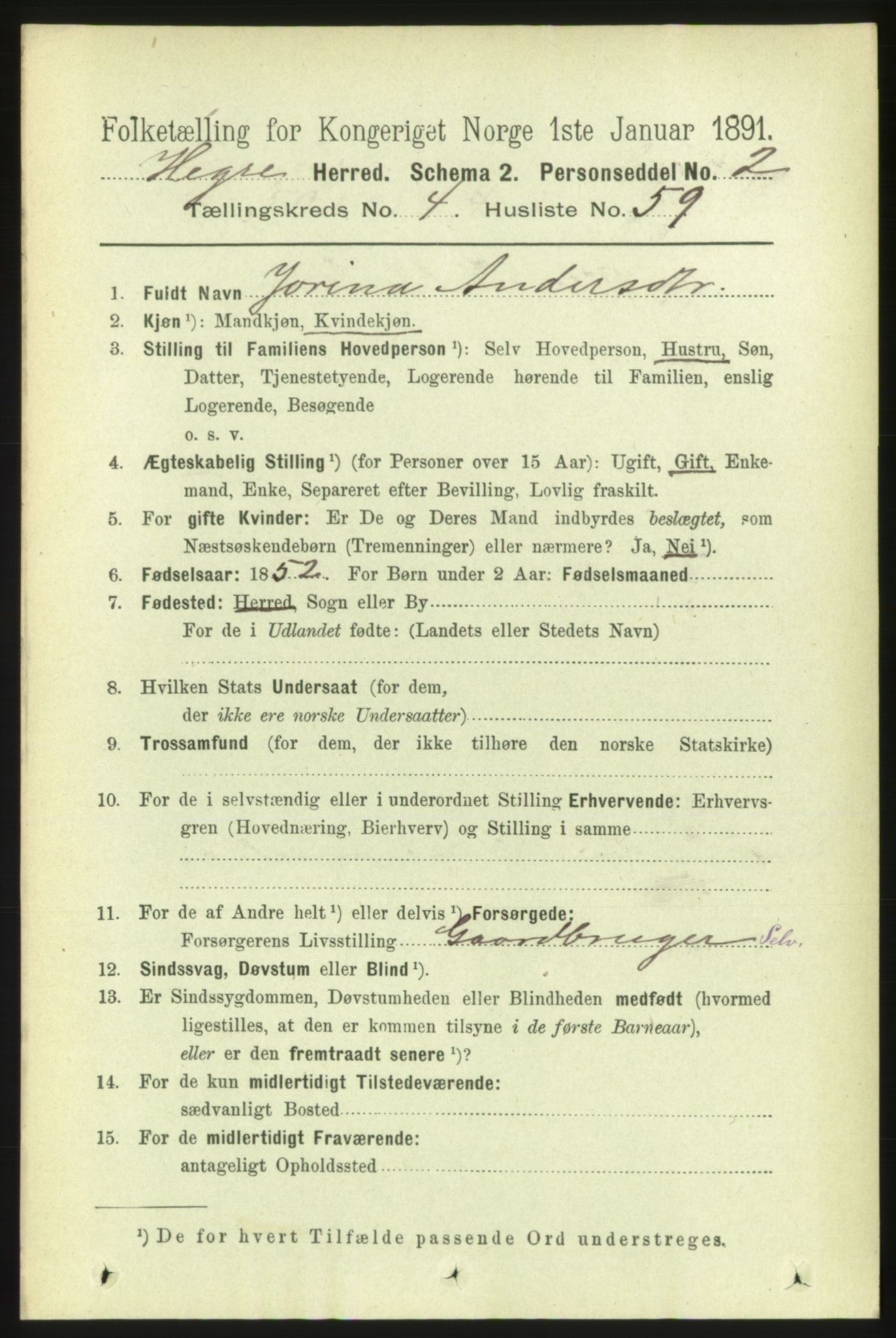 RA, 1891 census for 1712 Hegra, 1891, p. 1828