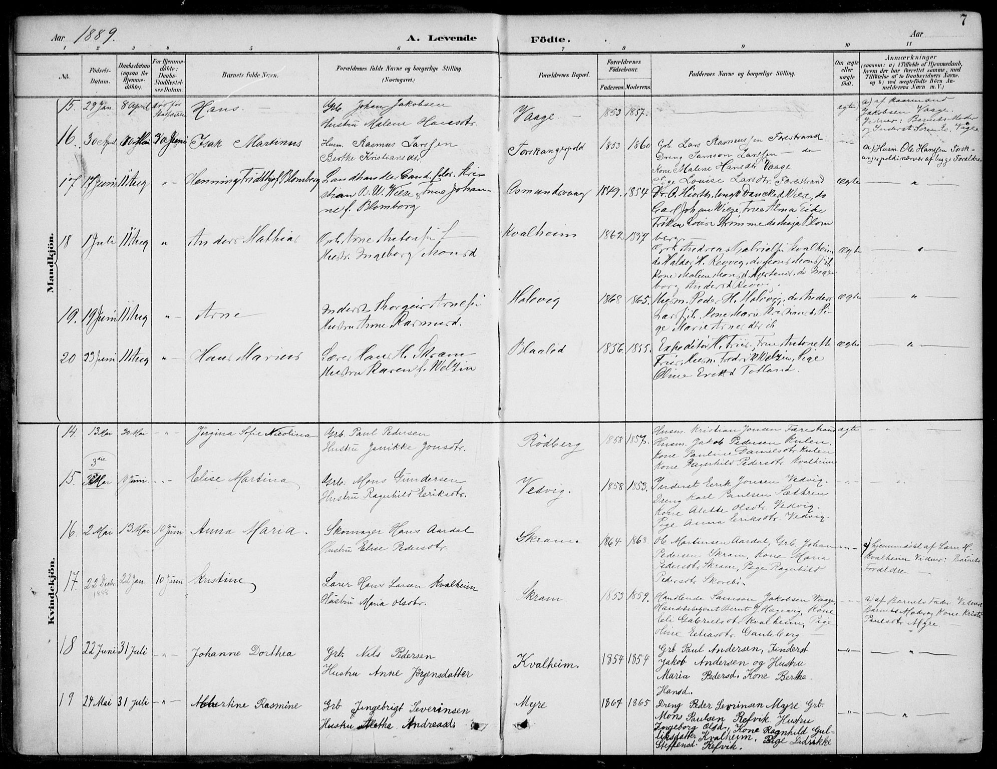 Selje sokneprestembete, SAB/A-99938/H/Ha/Haa/Haac/L0002: Parish register (official) no. C  2, 1889-1904, p. 7
