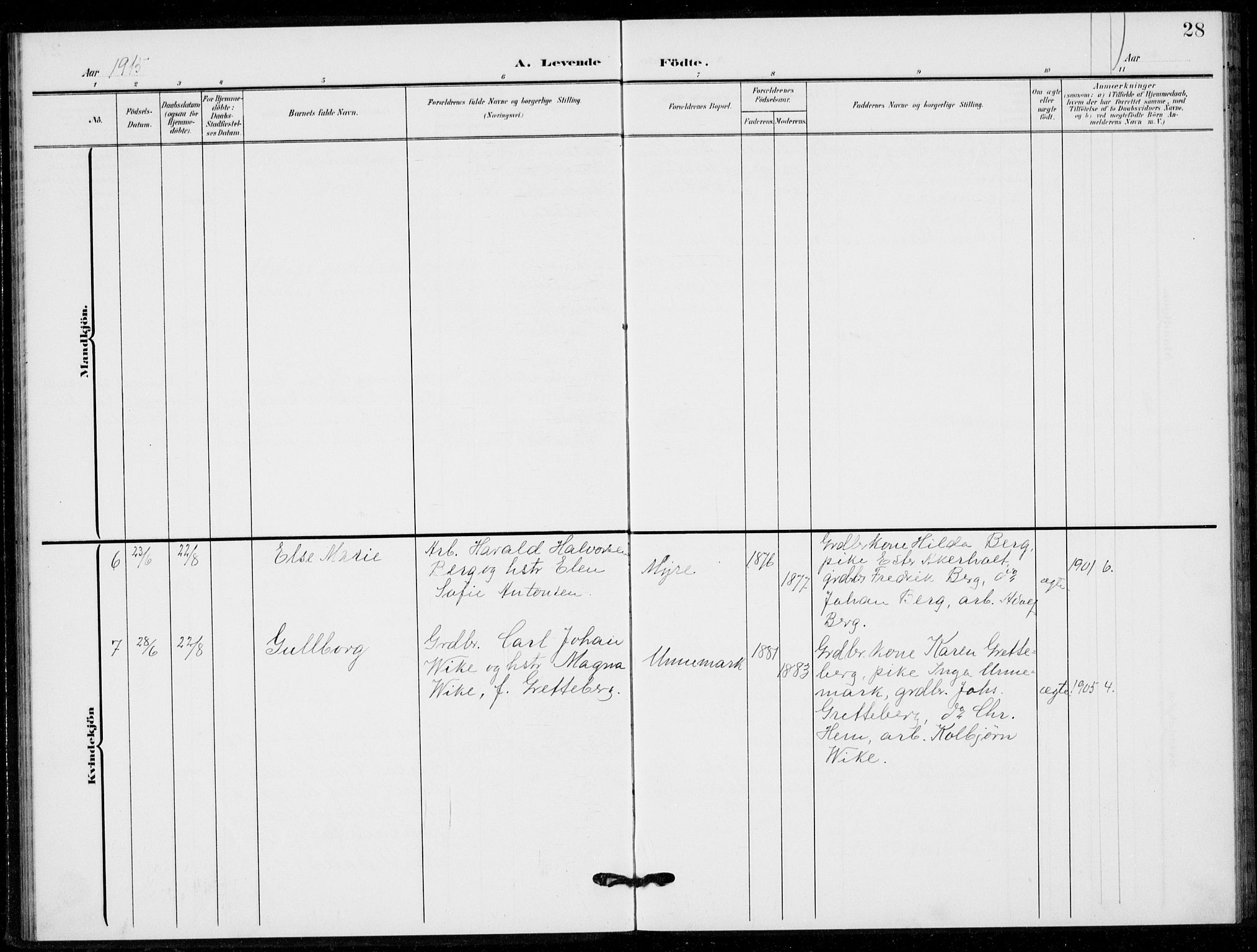 Hof kirkebøker, SAKO/A-64/G/Gb/L0003: Parish register (copy) no. II 3, 1902-1917, p. 28