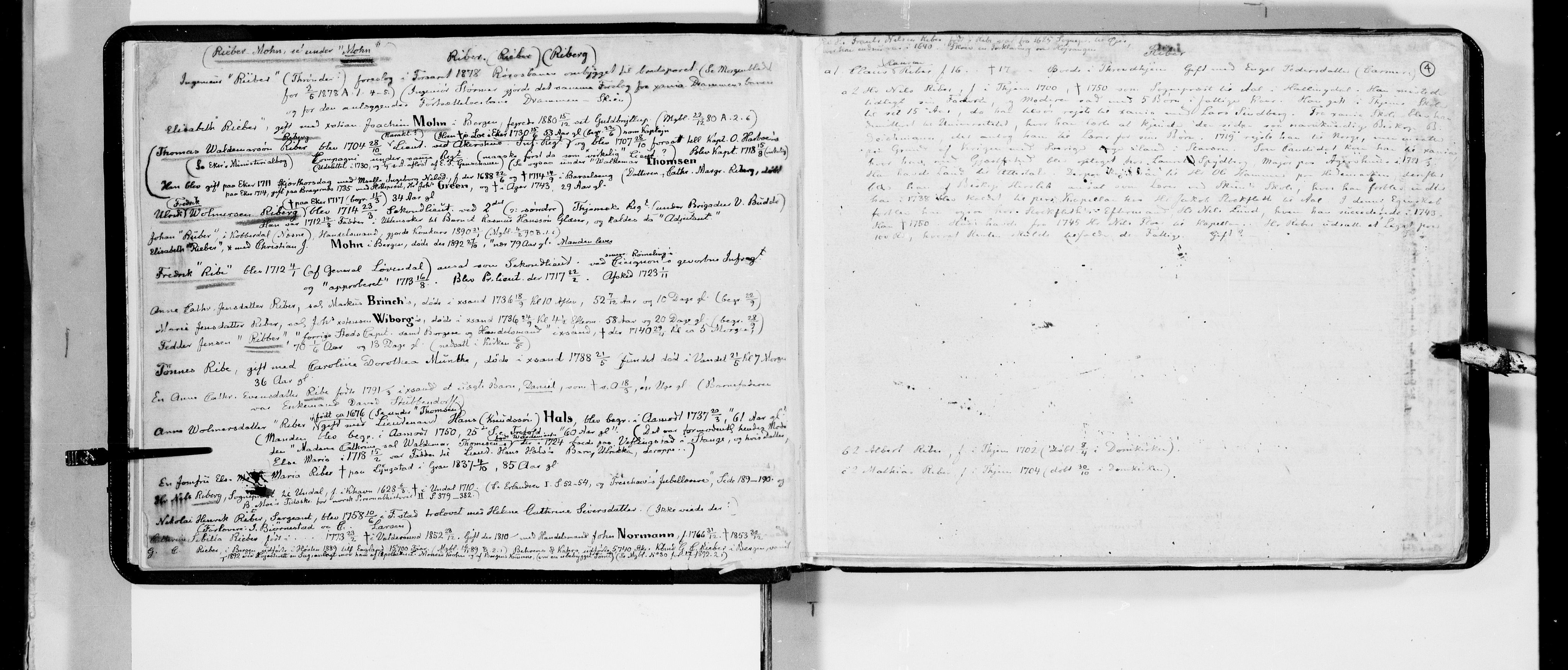 Lassens samlinger, AV/RA-PA-0051/F/Fa/L0035: Personalhistoriske og genealogiske opptegnelser: Rian - Rosum, 1500-1907