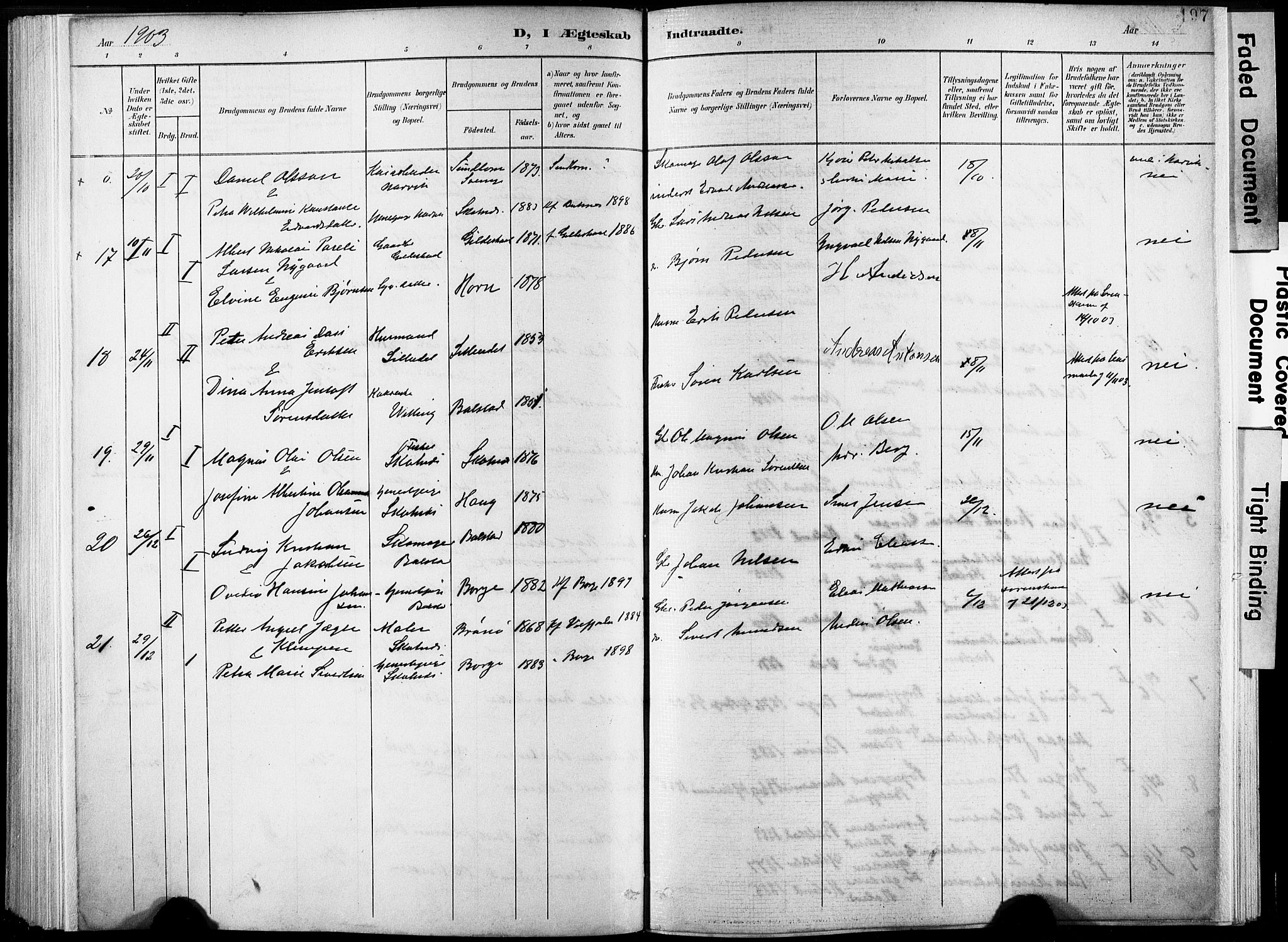 Ministerialprotokoller, klokkerbøker og fødselsregistre - Nordland, AV/SAT-A-1459/881/L1151: Parish register (official) no. 881A04, 1899-1907, p. 197