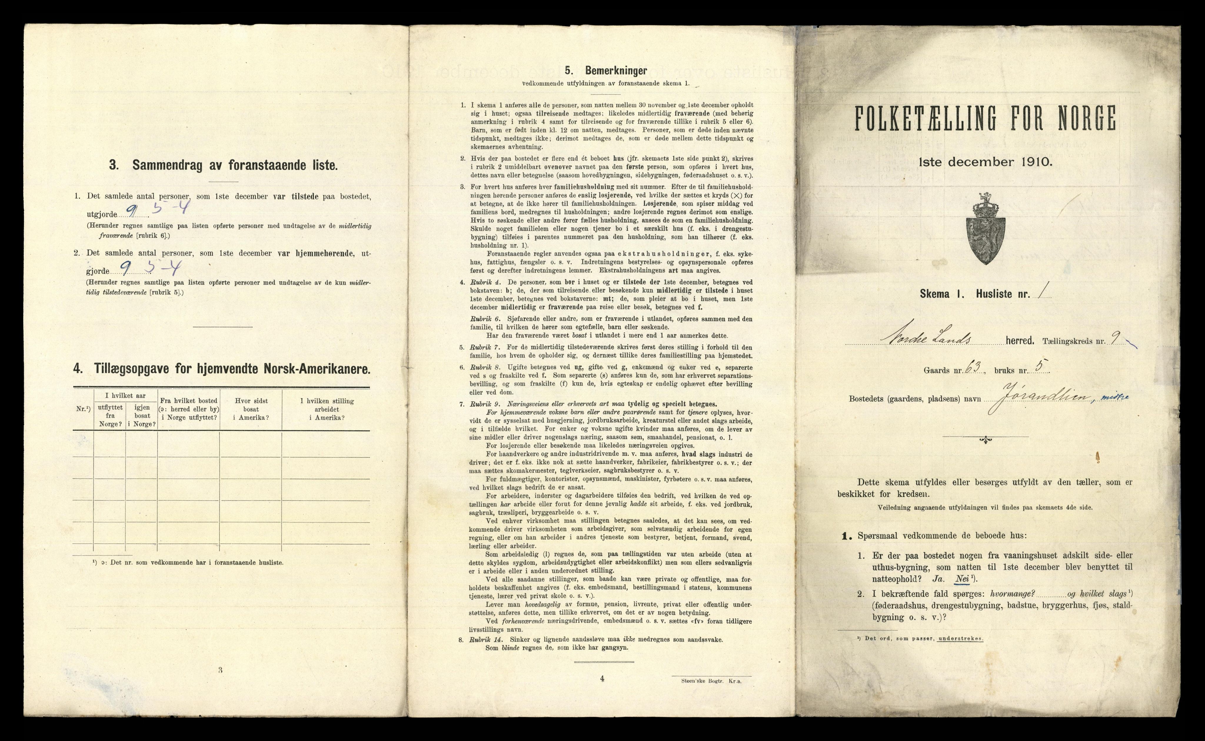 RA, 1910 census for Nordre Land, 1910, p. 905