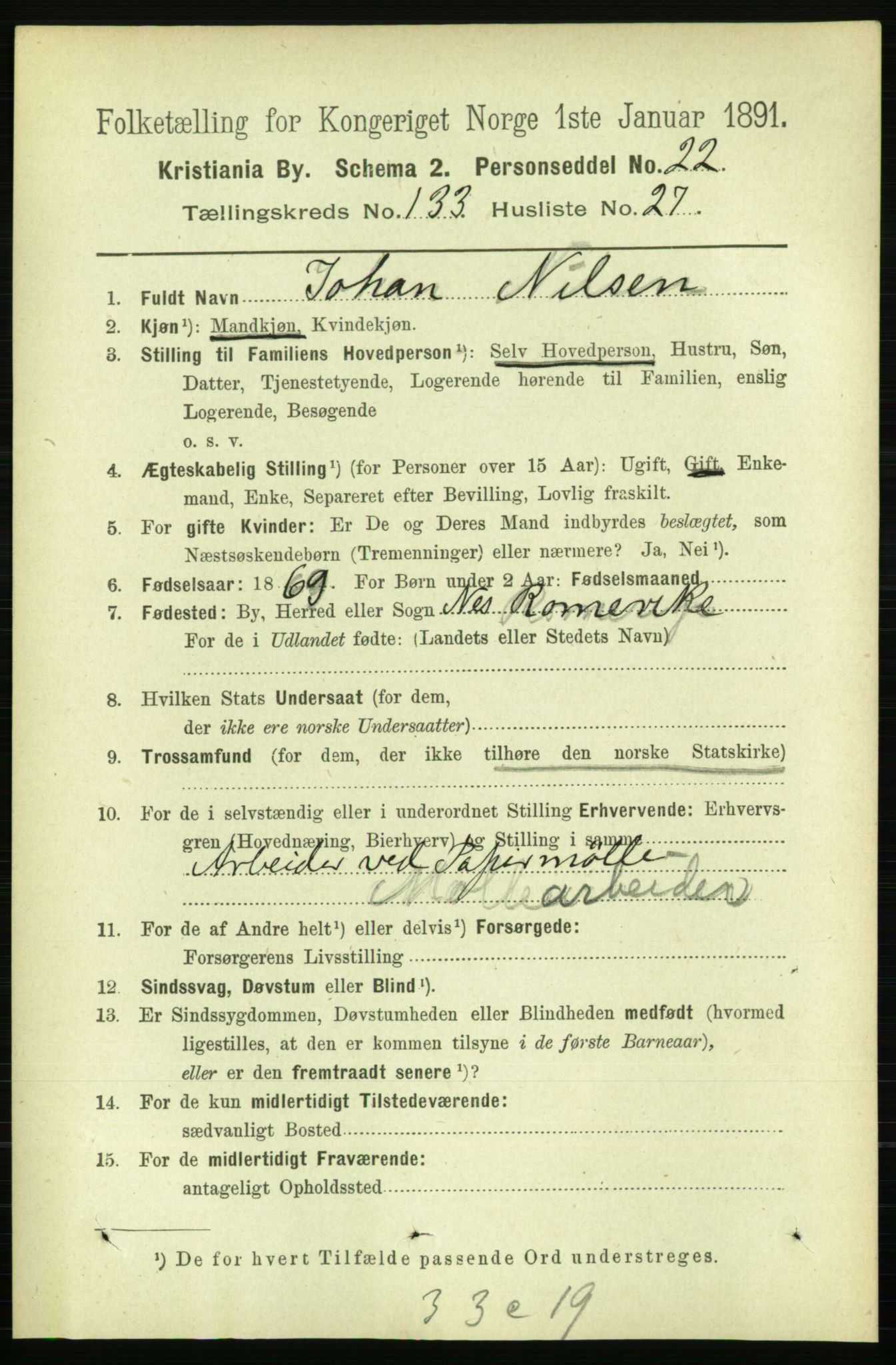 RA, 1891 census for 0301 Kristiania, 1891, p. 73008