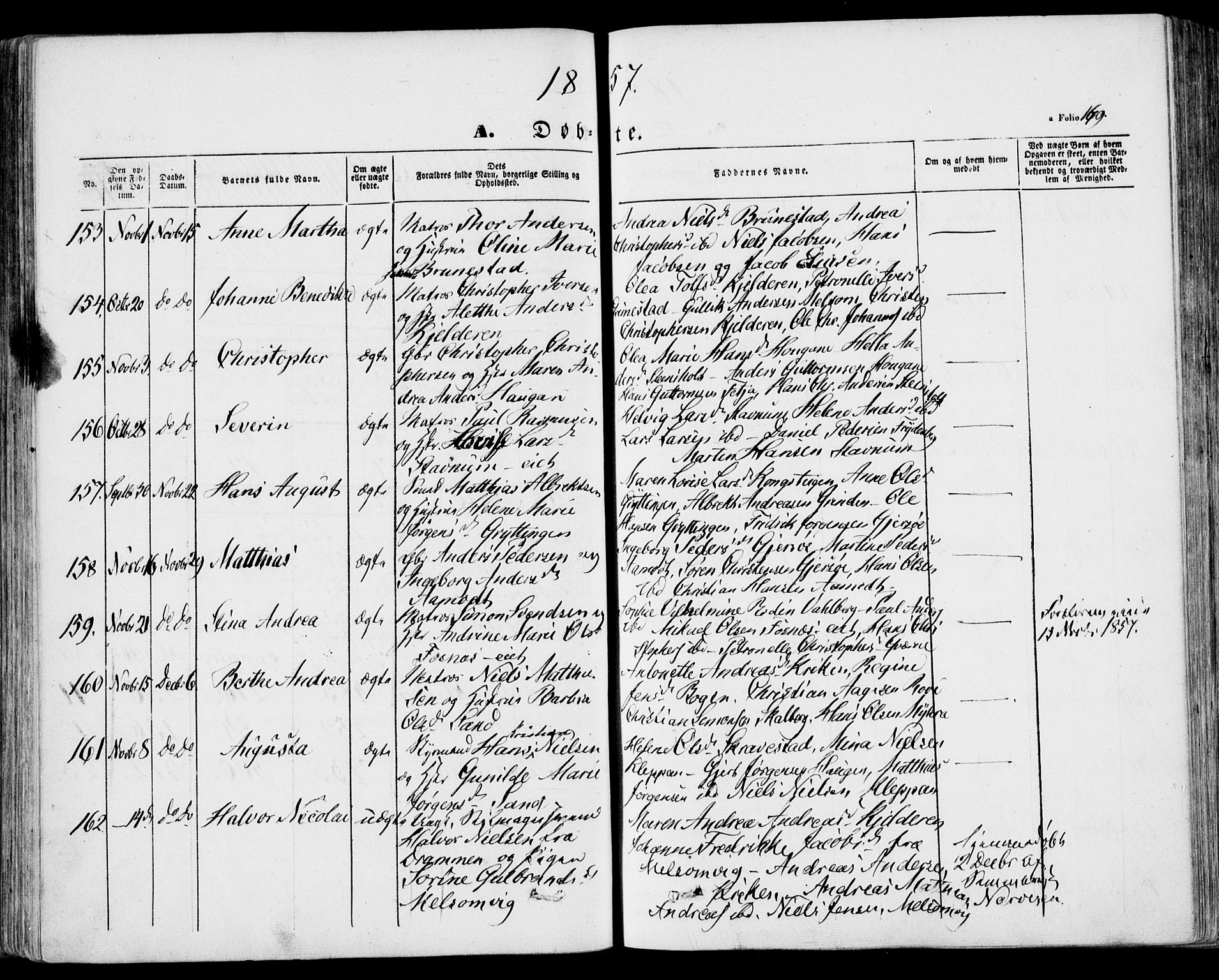 Stokke kirkebøker, AV/SAKO-A-320/F/Fa/L0007: Parish register (official) no. I 7, 1844-1857, p. 169