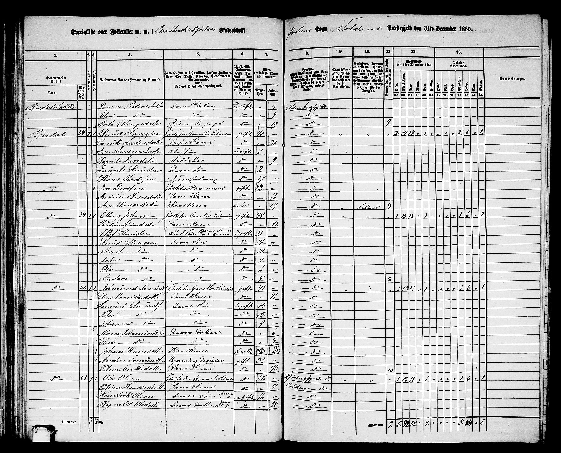 RA, 1865 census for Volda, 1865, p. 64