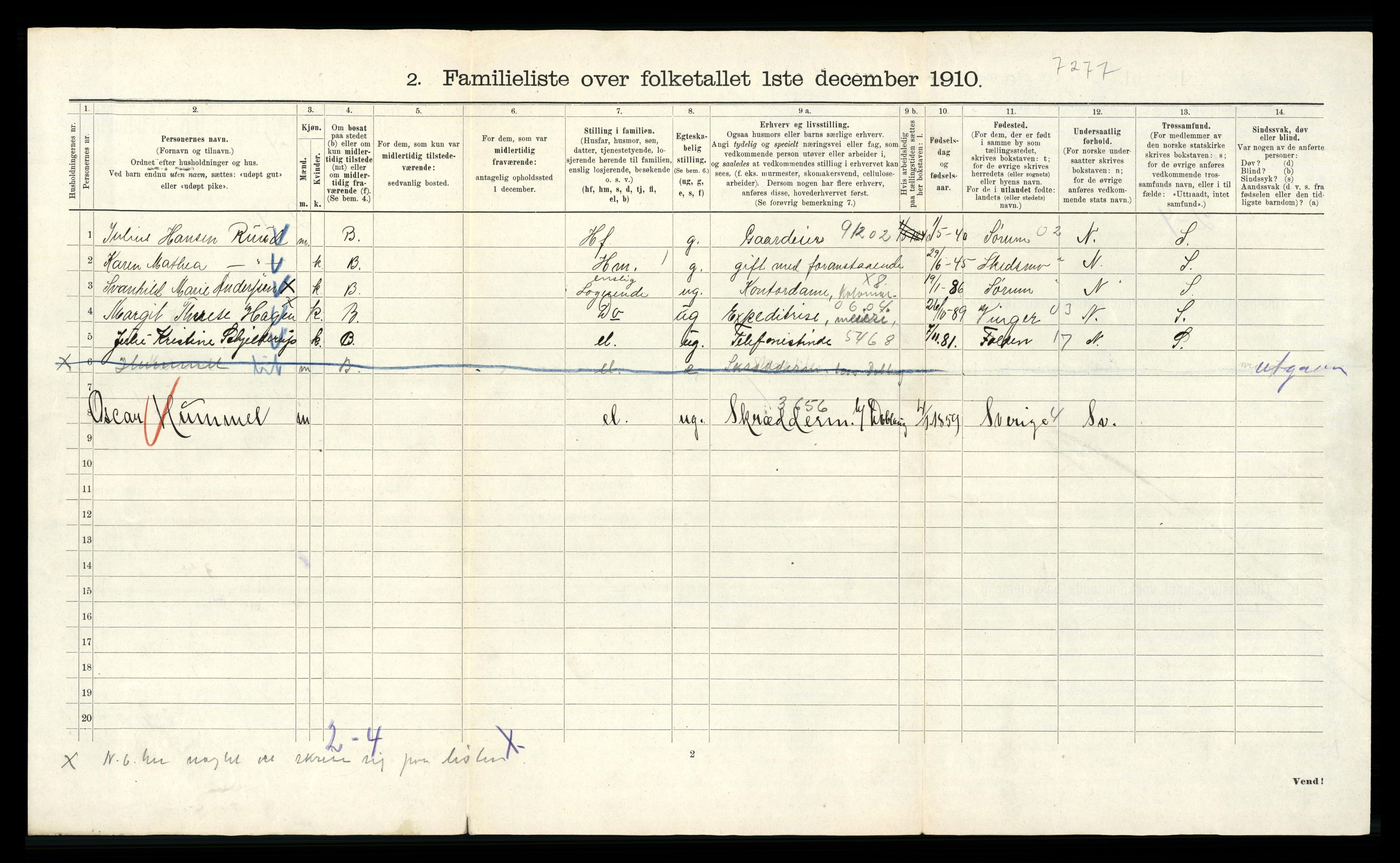 RA, 1910 census for Kristiania, 1910, p. 64990