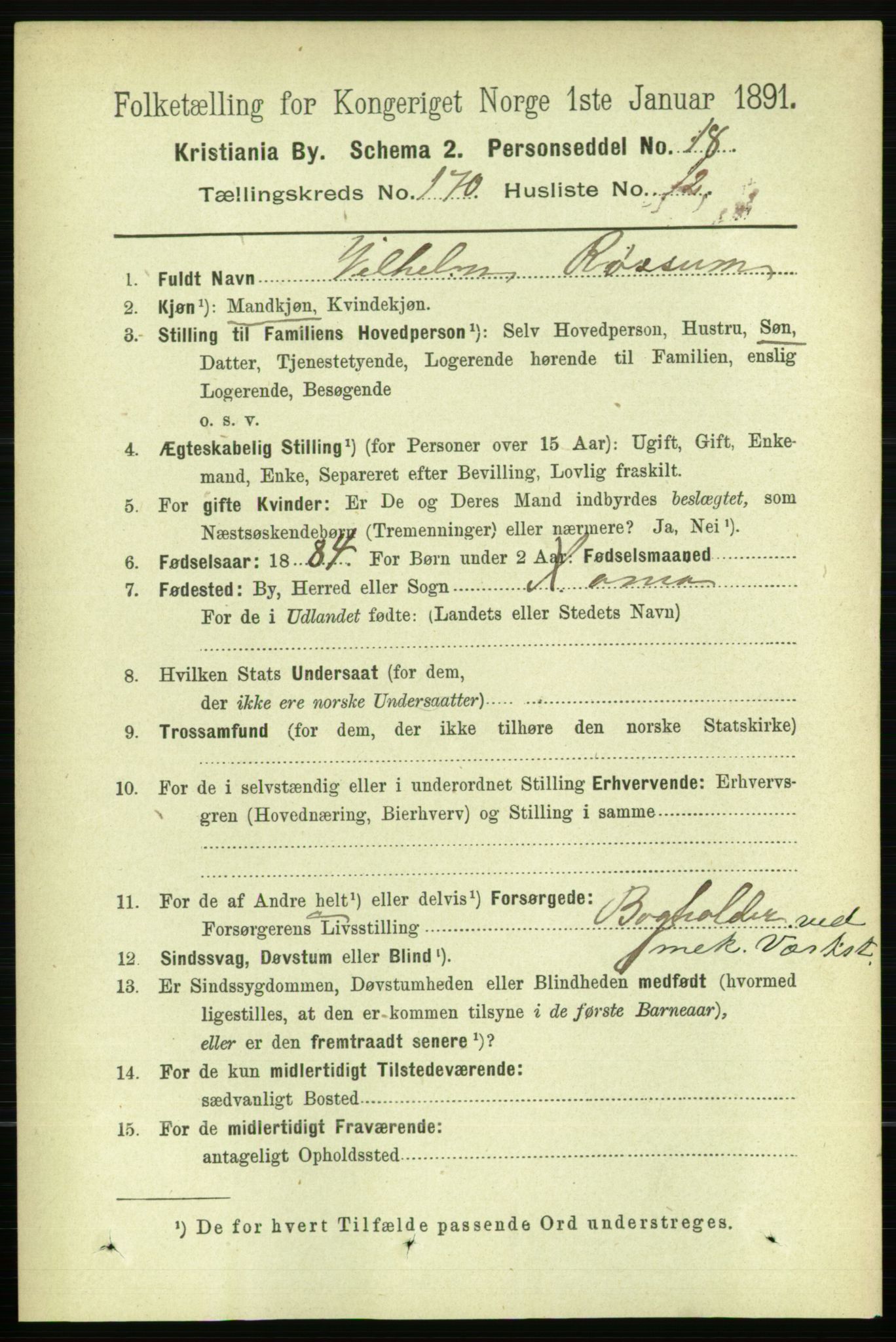RA, 1891 census for 0301 Kristiania, 1891, p. 100141