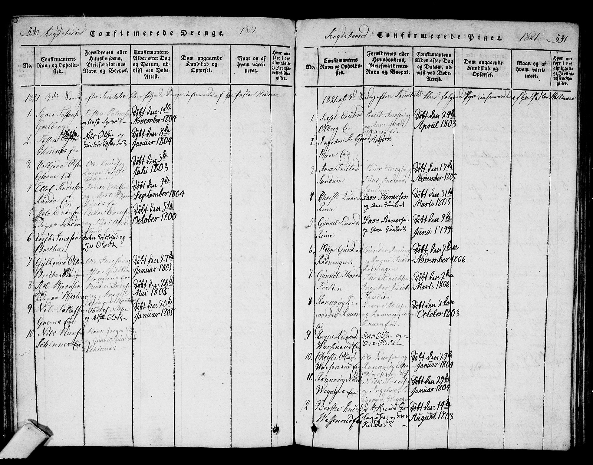 Sigdal kirkebøker, AV/SAKO-A-245/F/Fa/L0005: Parish register (official) no. I 5 /3, 1815-1829, p. 550-551