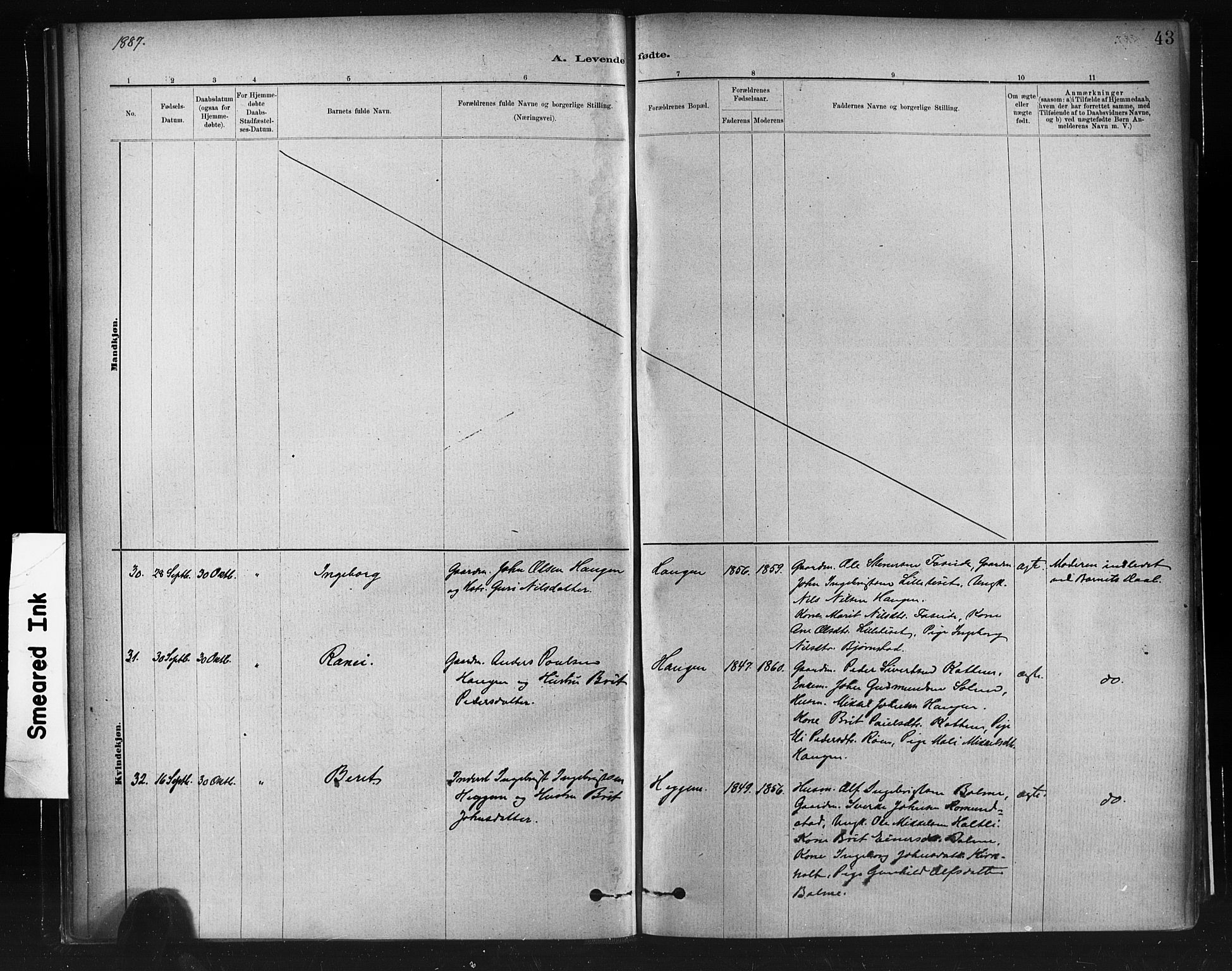 Ministerialprotokoller, klokkerbøker og fødselsregistre - Møre og Romsdal, AV/SAT-A-1454/598/L1069: Parish register (official) no. 598A03, 1882-1895, p. 43