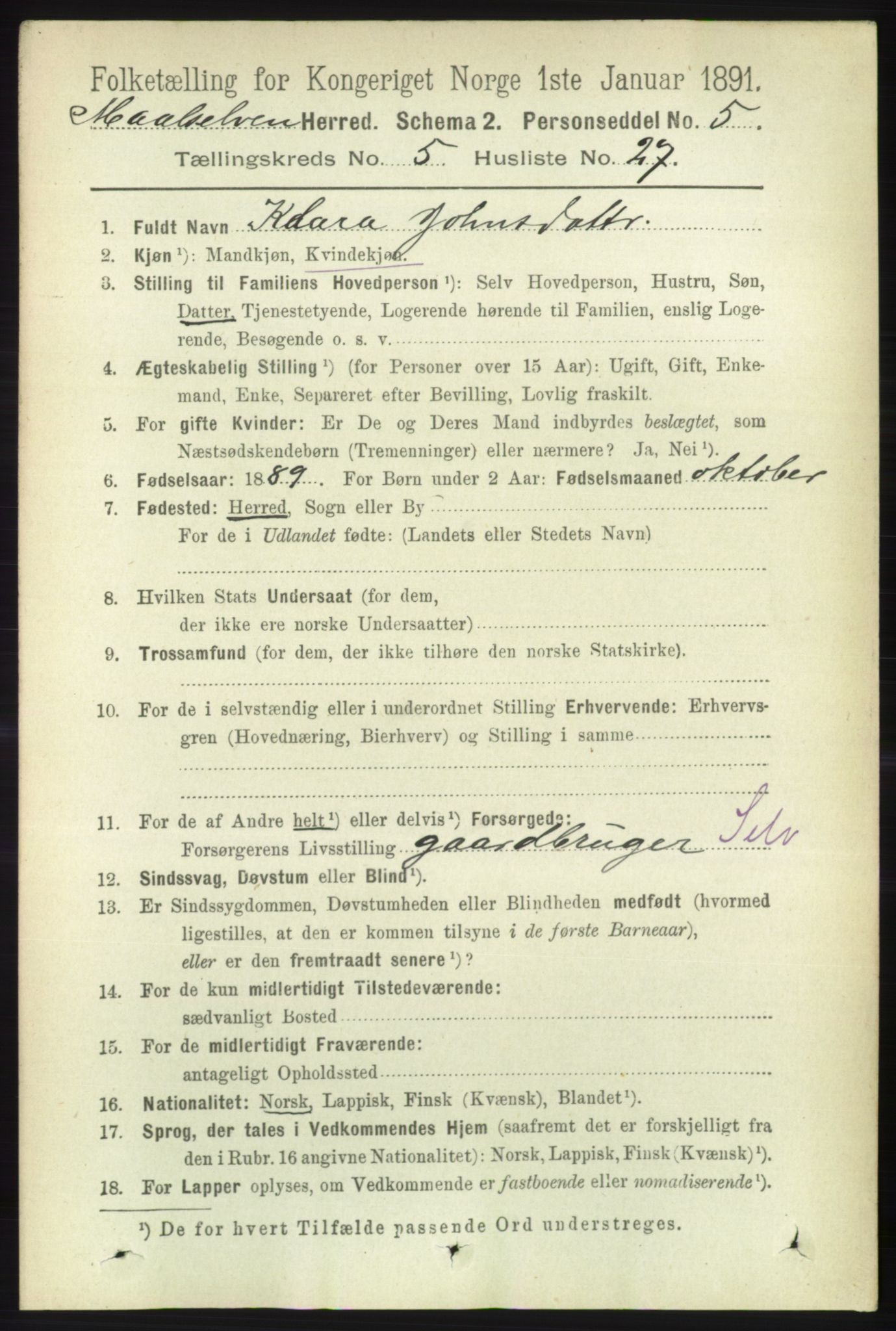 RA, 1891 census for 1924 Målselv, 1891, p. 1803