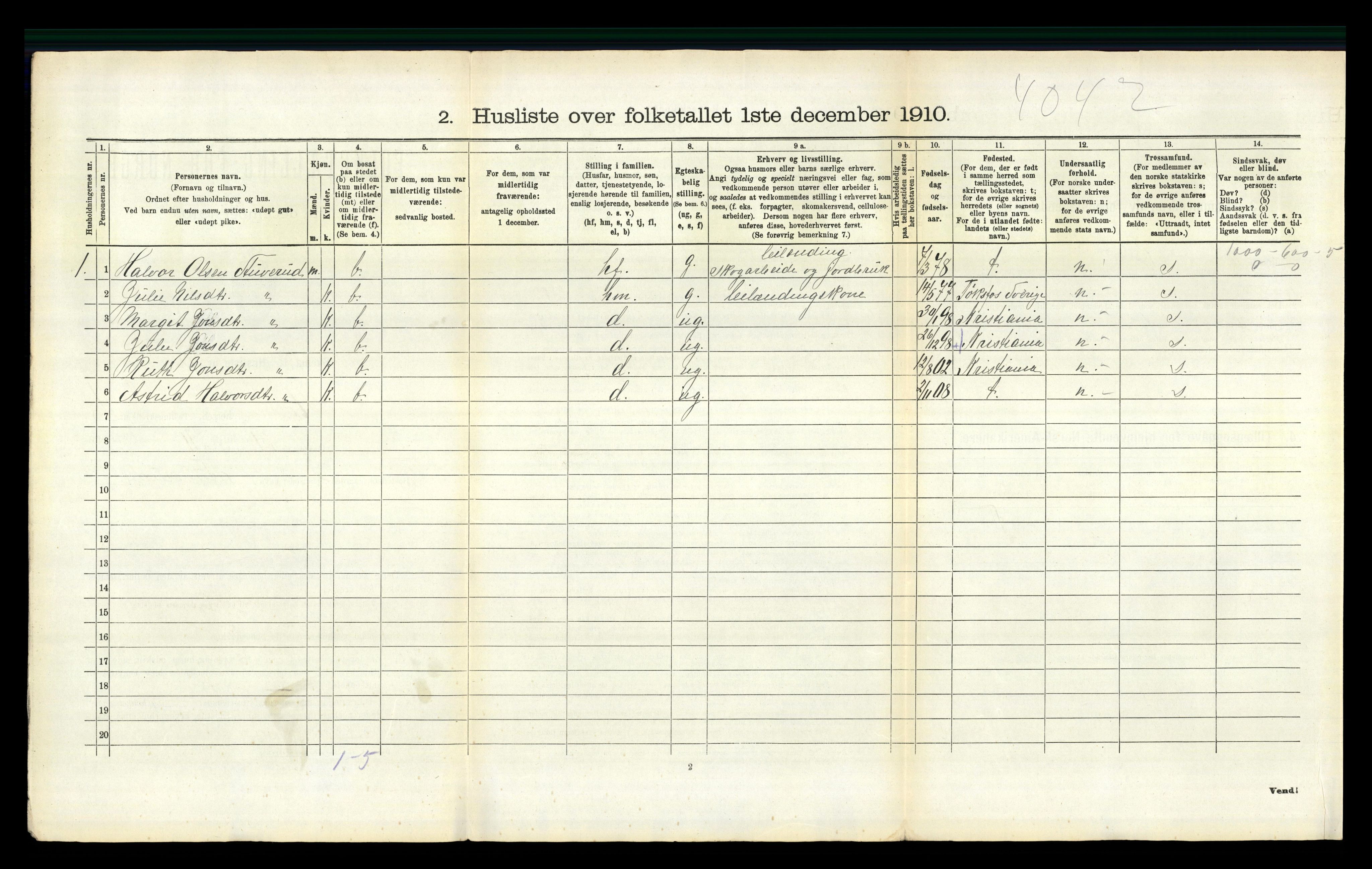 RA, 1910 census for Holla, 1910, p. 1258