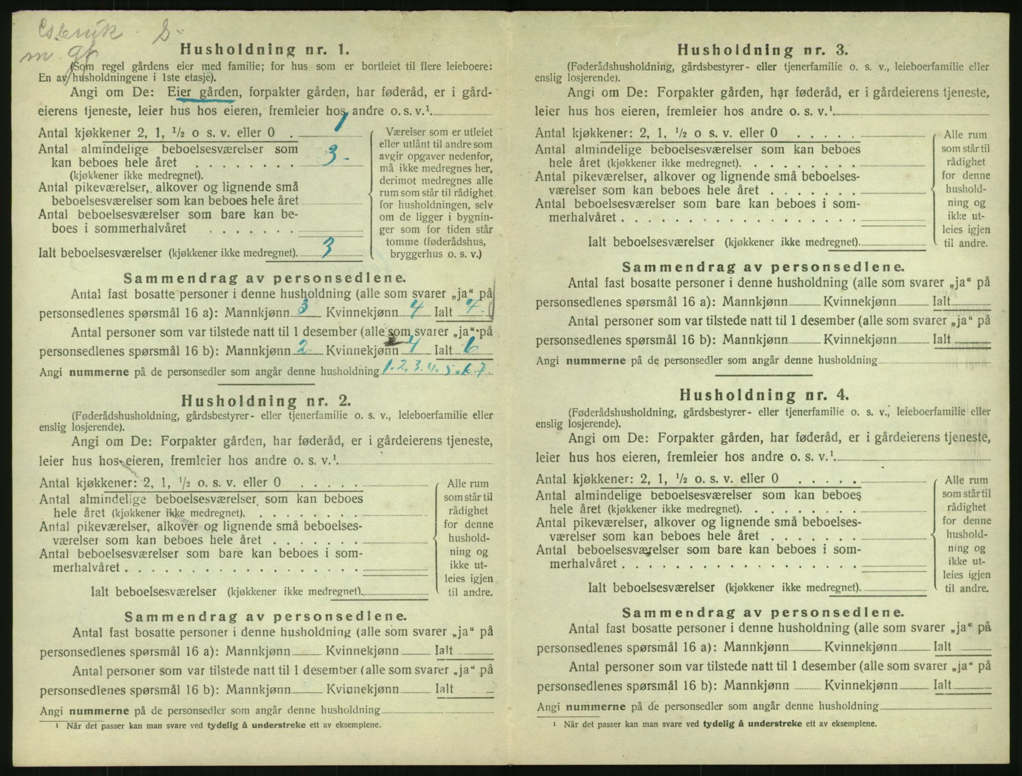 SAK, 1920 census for Høvåg, 1920, p. 491