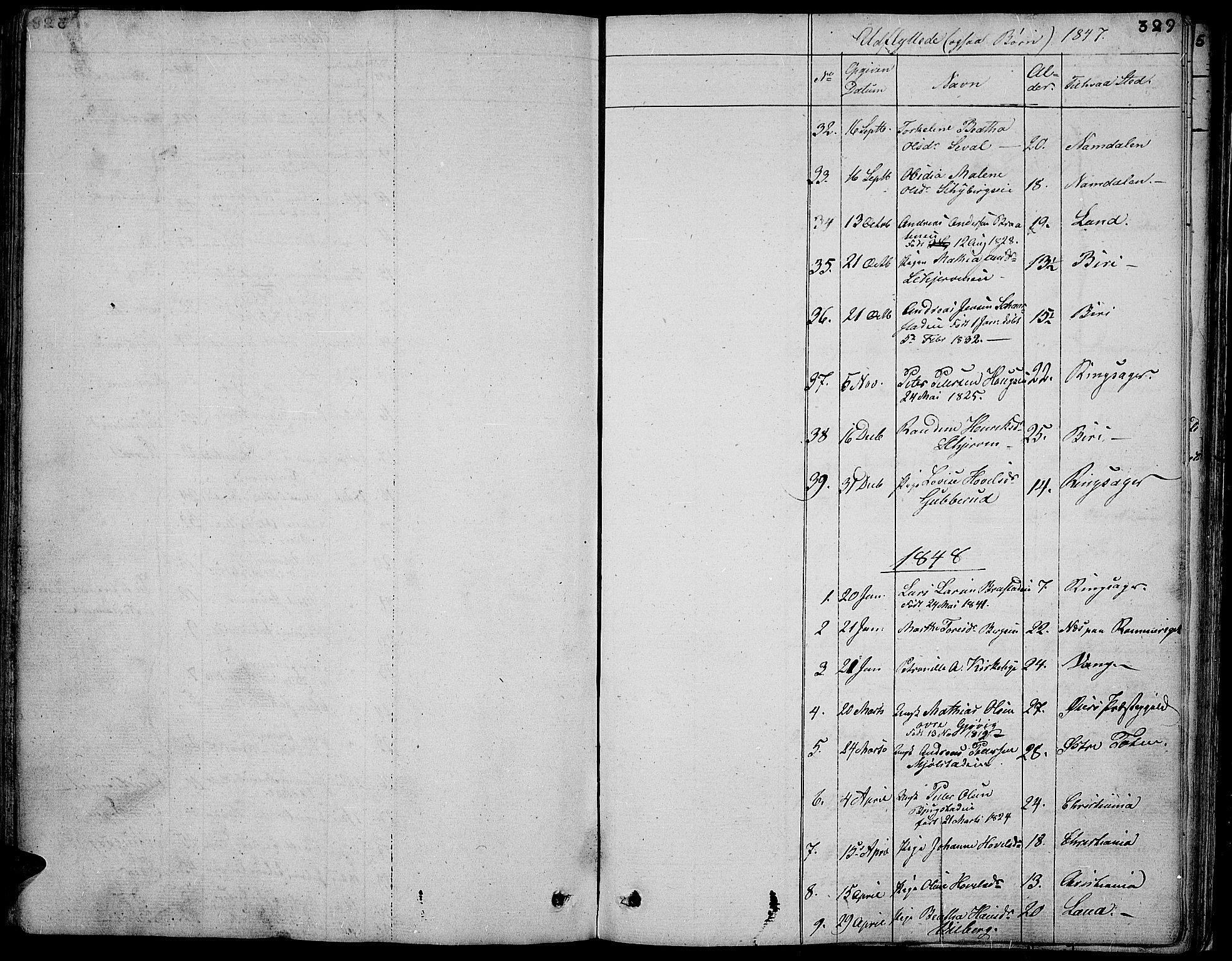 Vardal prestekontor, AV/SAH-PREST-100/H/Ha/Hab/L0004: Parish register (copy) no. 4, 1831-1853, p. 329