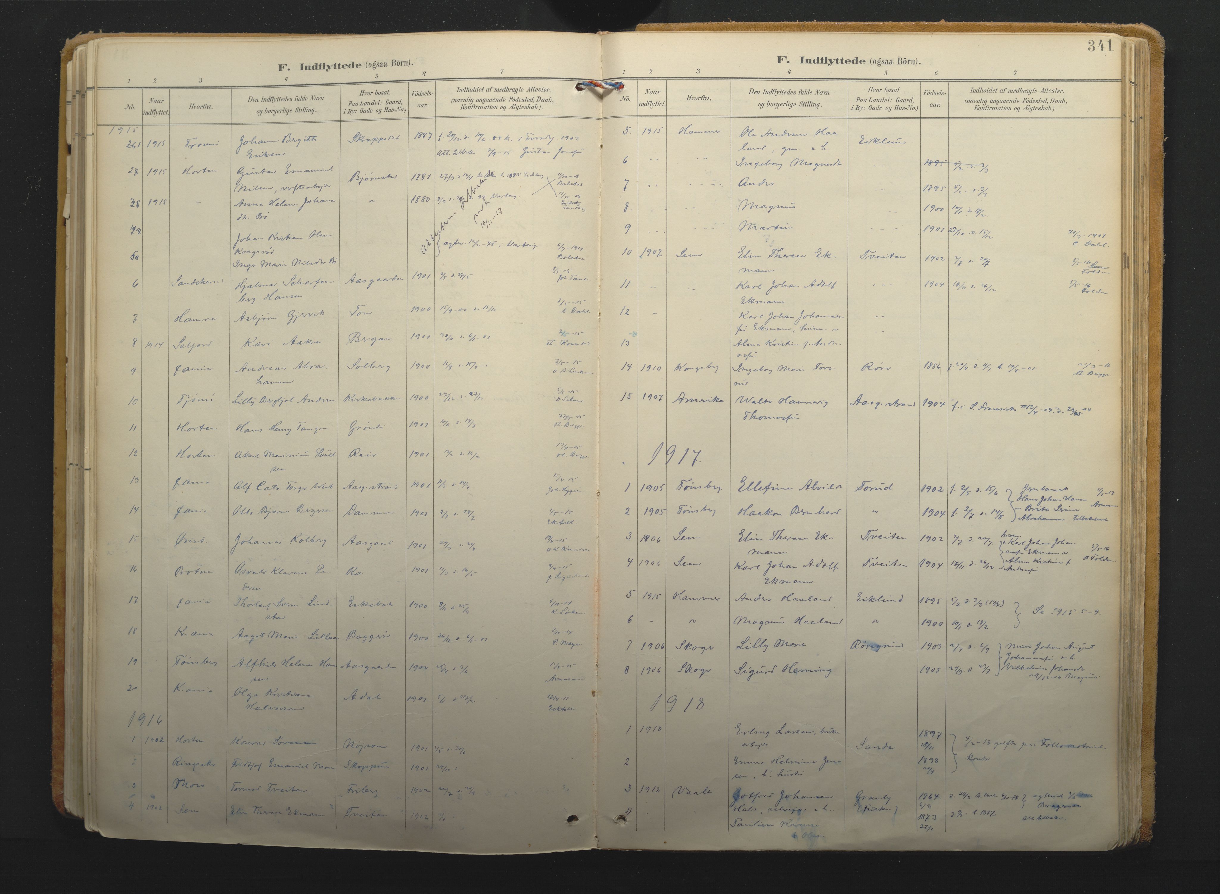 Borre kirkebøker, AV/SAKO-A-338/F/Fa/L0011: Parish register (official) no. I 11, 1897-1921, p. 341