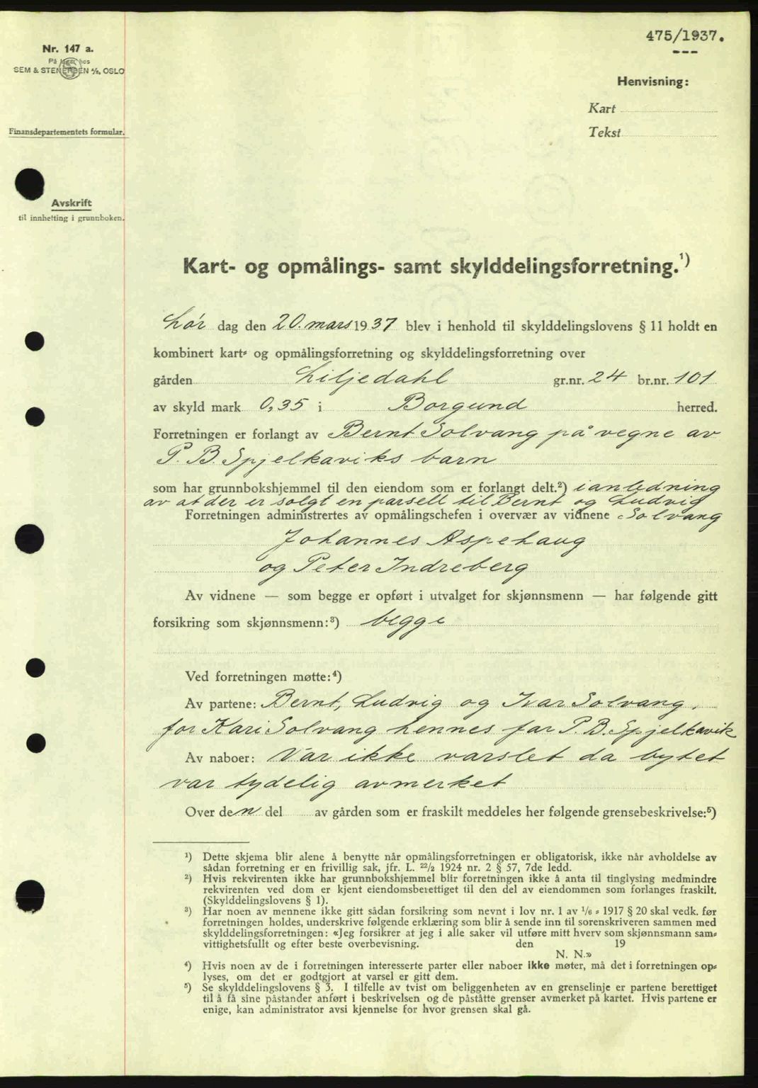 Nordre Sunnmøre sorenskriveri, AV/SAT-A-0006/1/2/2C/2Ca: Mortgage book no. A2, 1936-1937, Diary no: : 475/1937