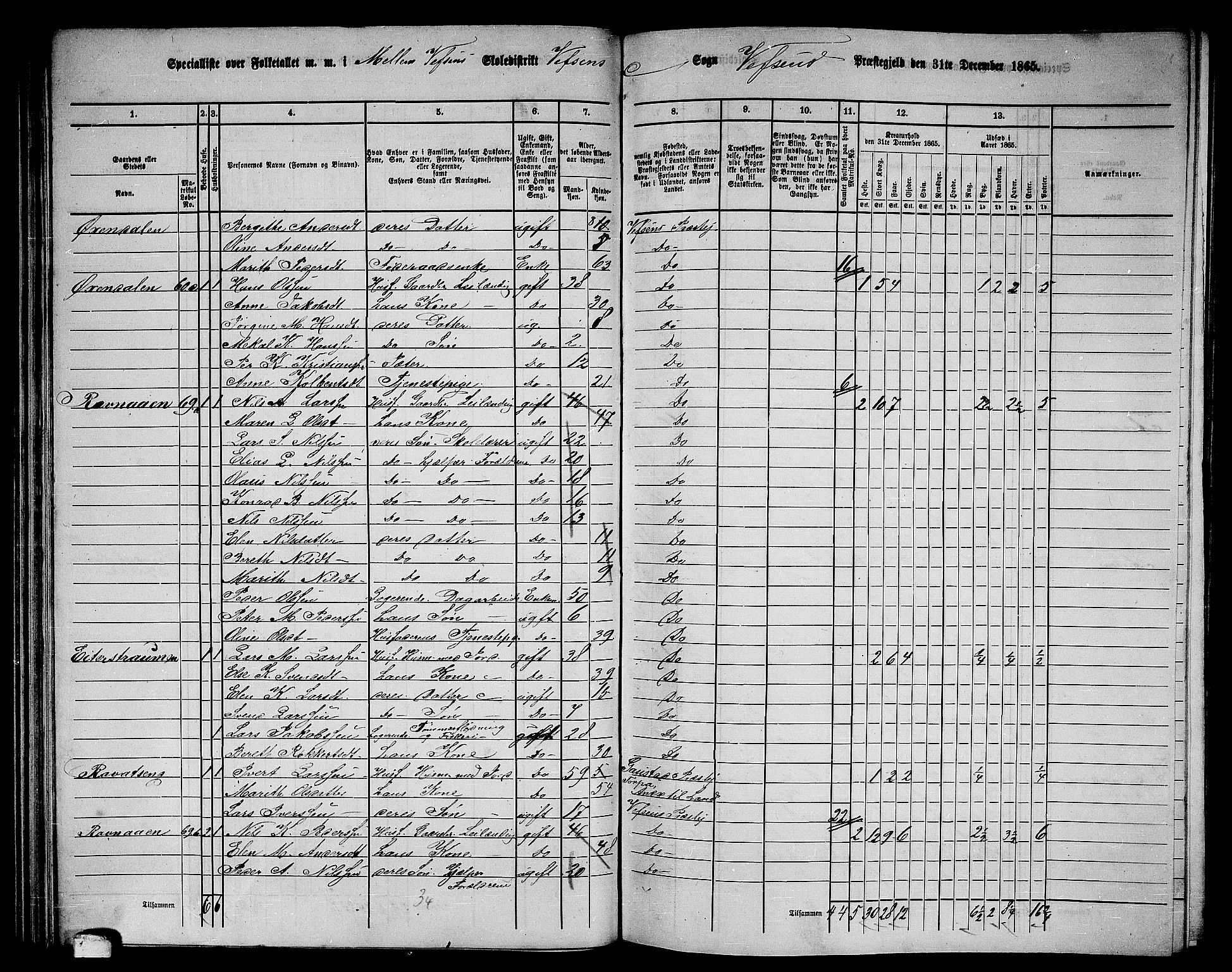 RA, 1865 census for Vefsn, 1865, p. 90