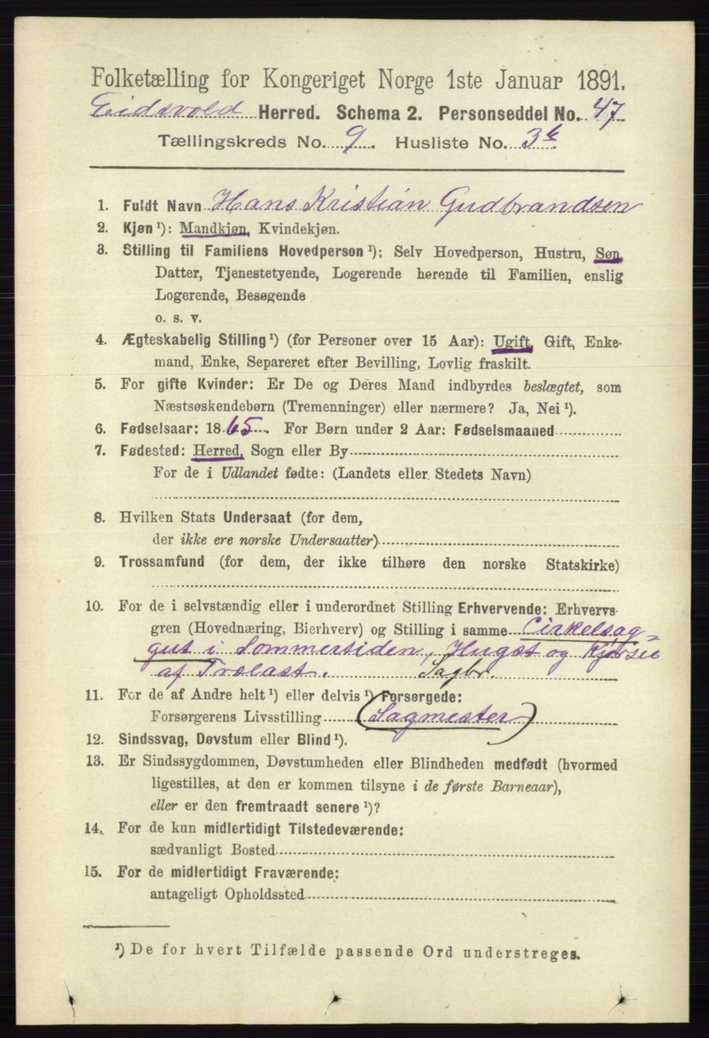 RA, 1891 census for 0237 Eidsvoll, 1891, p. 6603