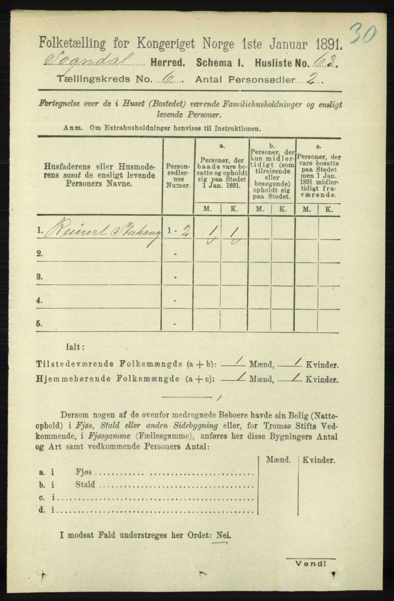 RA, 1891 census for 1111 Sokndal, 1891, p. 1632