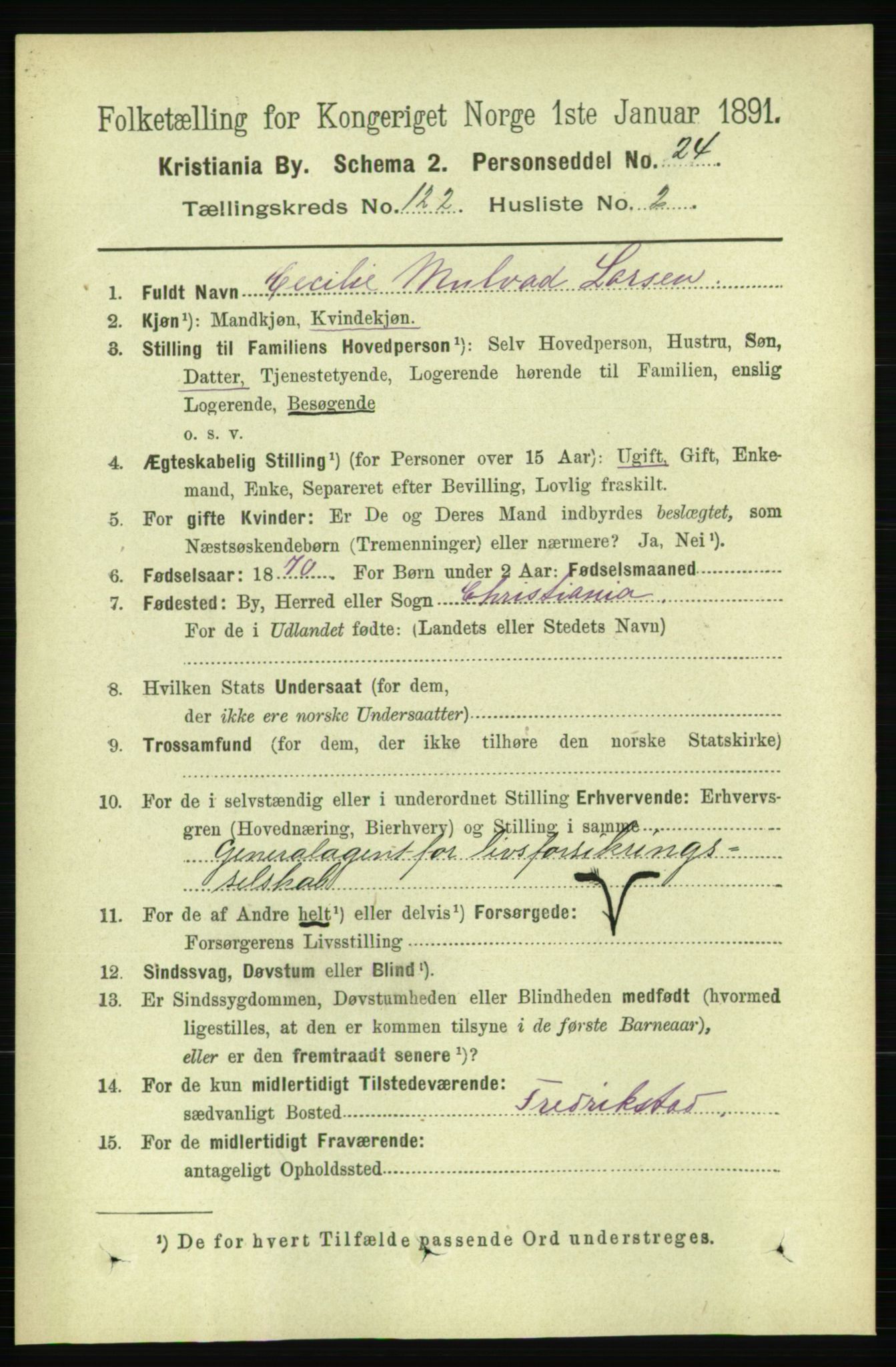 RA, 1891 census for 0301 Kristiania, 1891, p. 64674